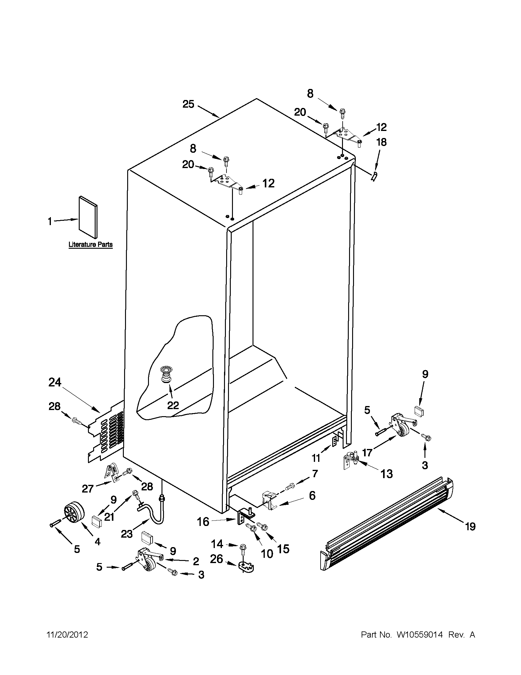 Kenmore 10641124210 cabinet parts diagram