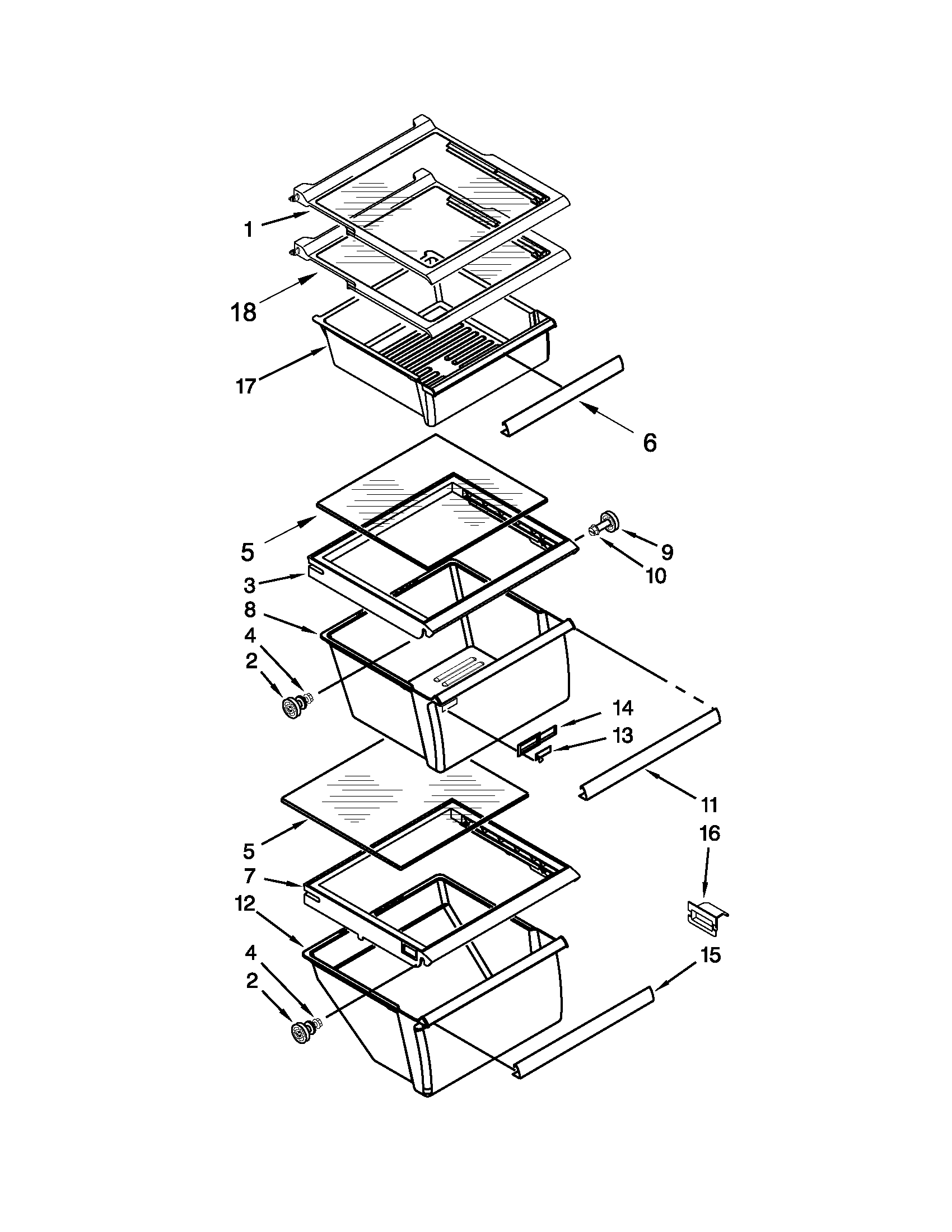 Kenmore 10641124210 refrigerator shelf parts diagram