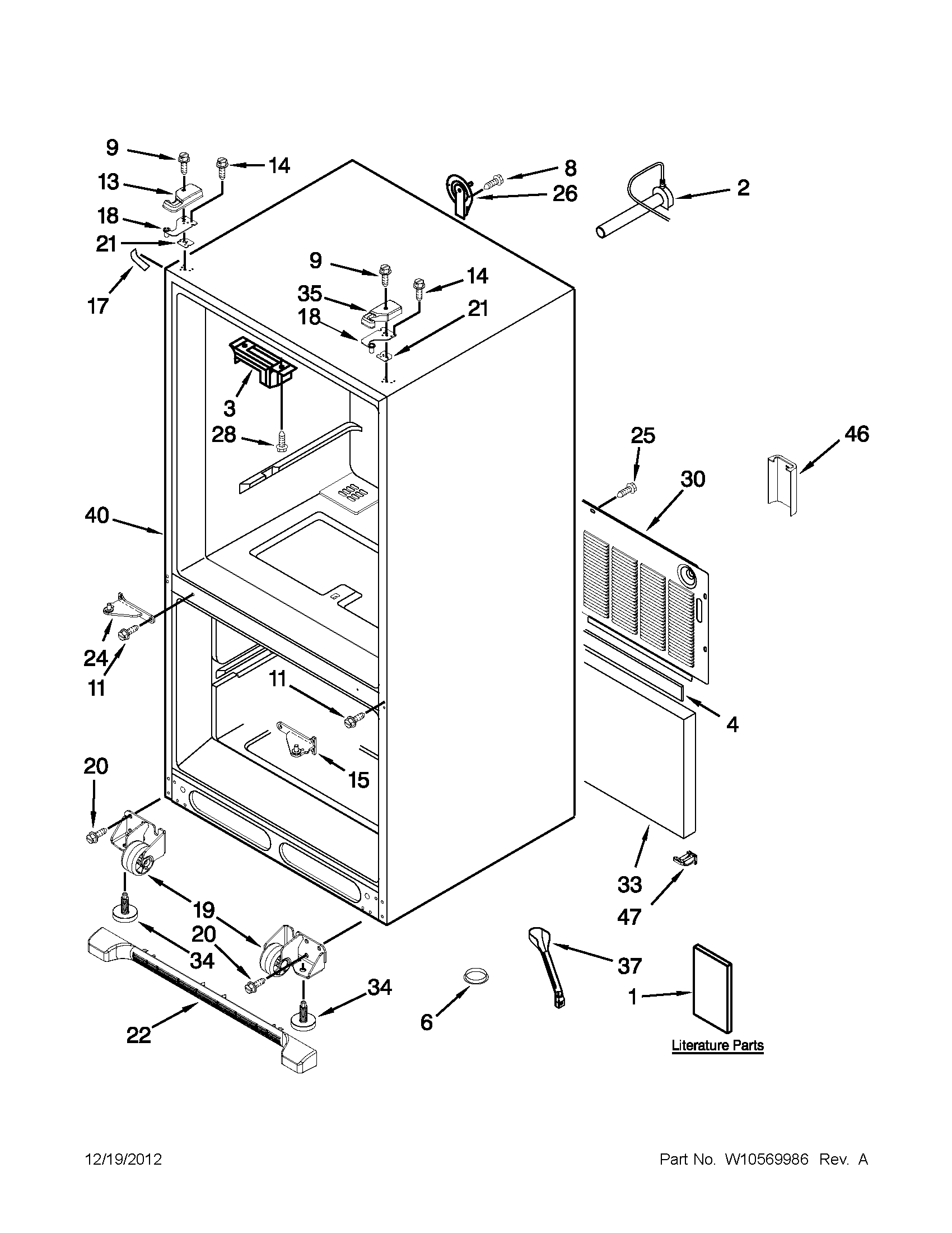 Kenmore 59679532018 cabinet parts diagram