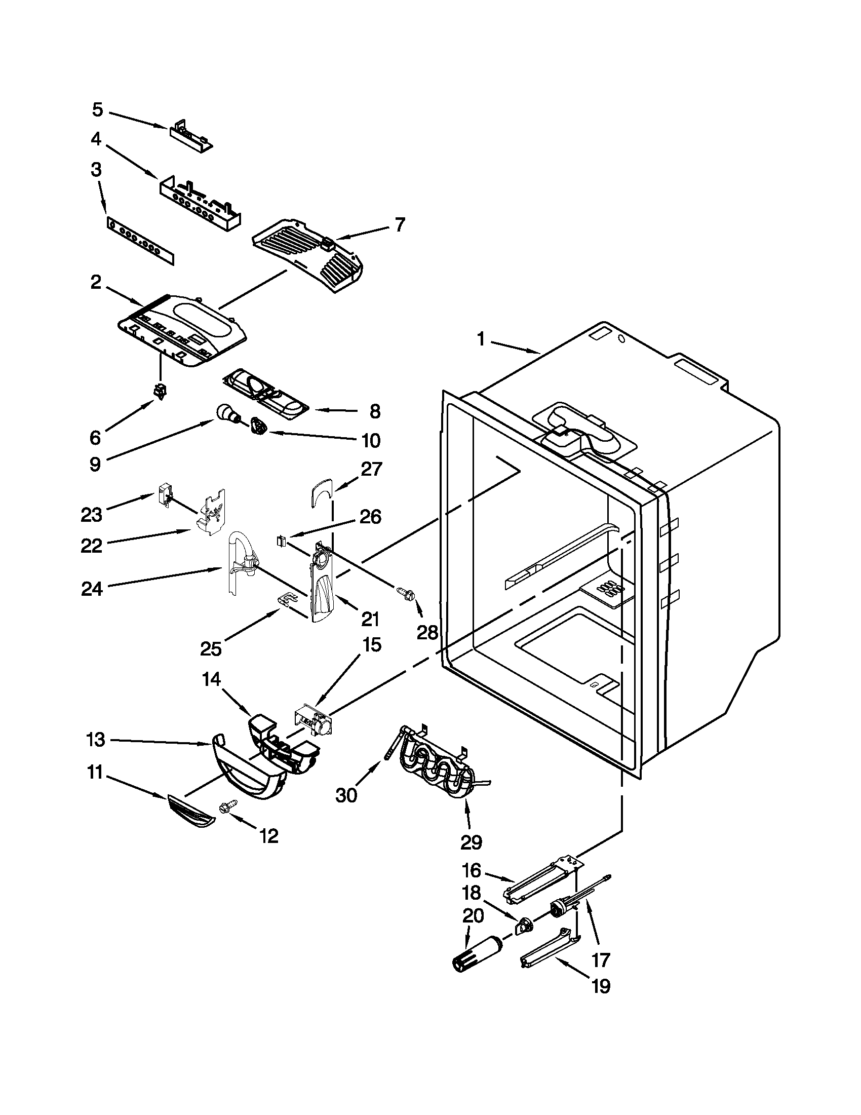 Kenmore 59679532018 refrigerator liner parts diagram