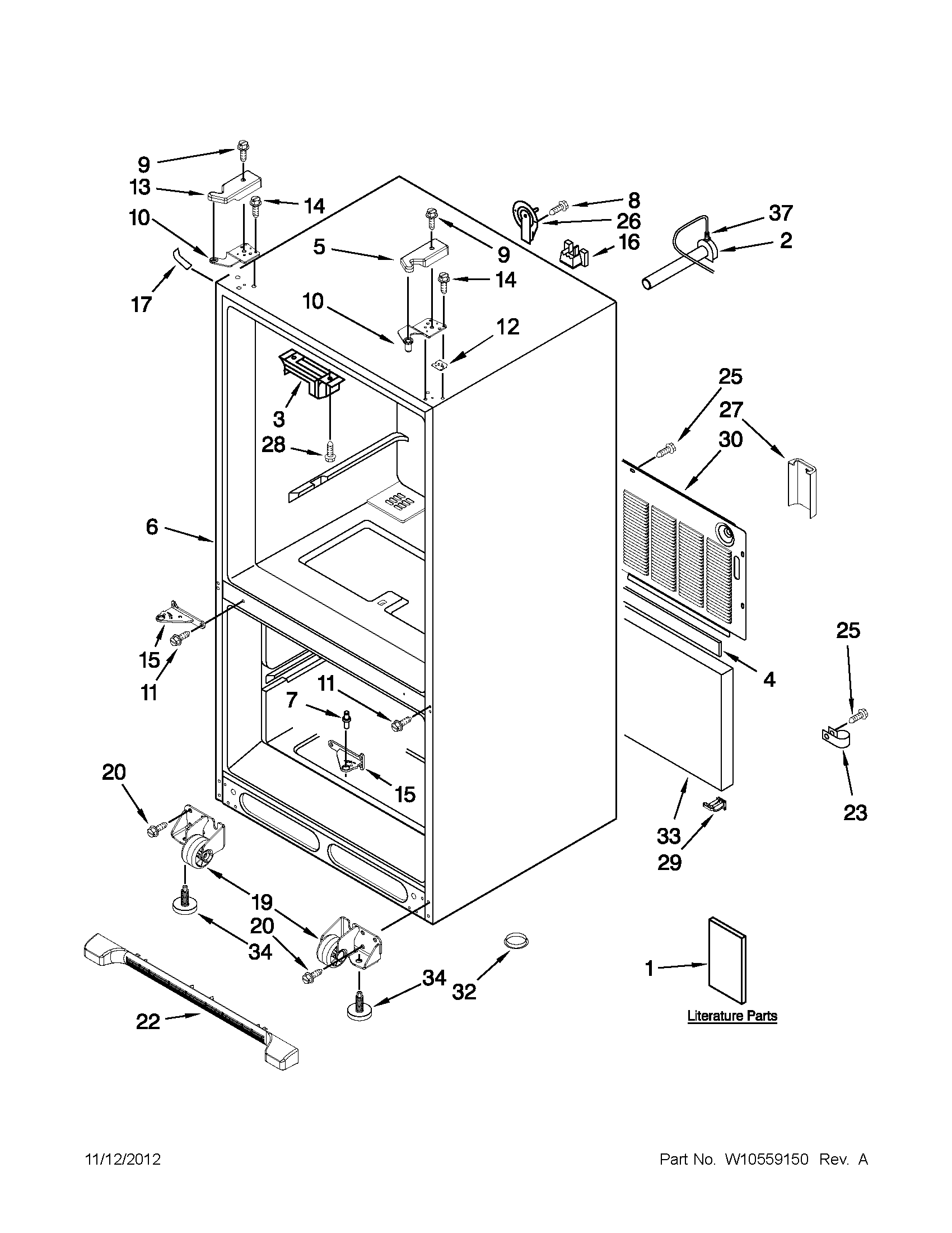 Kenmore 59672003017 cabinet parts diagram