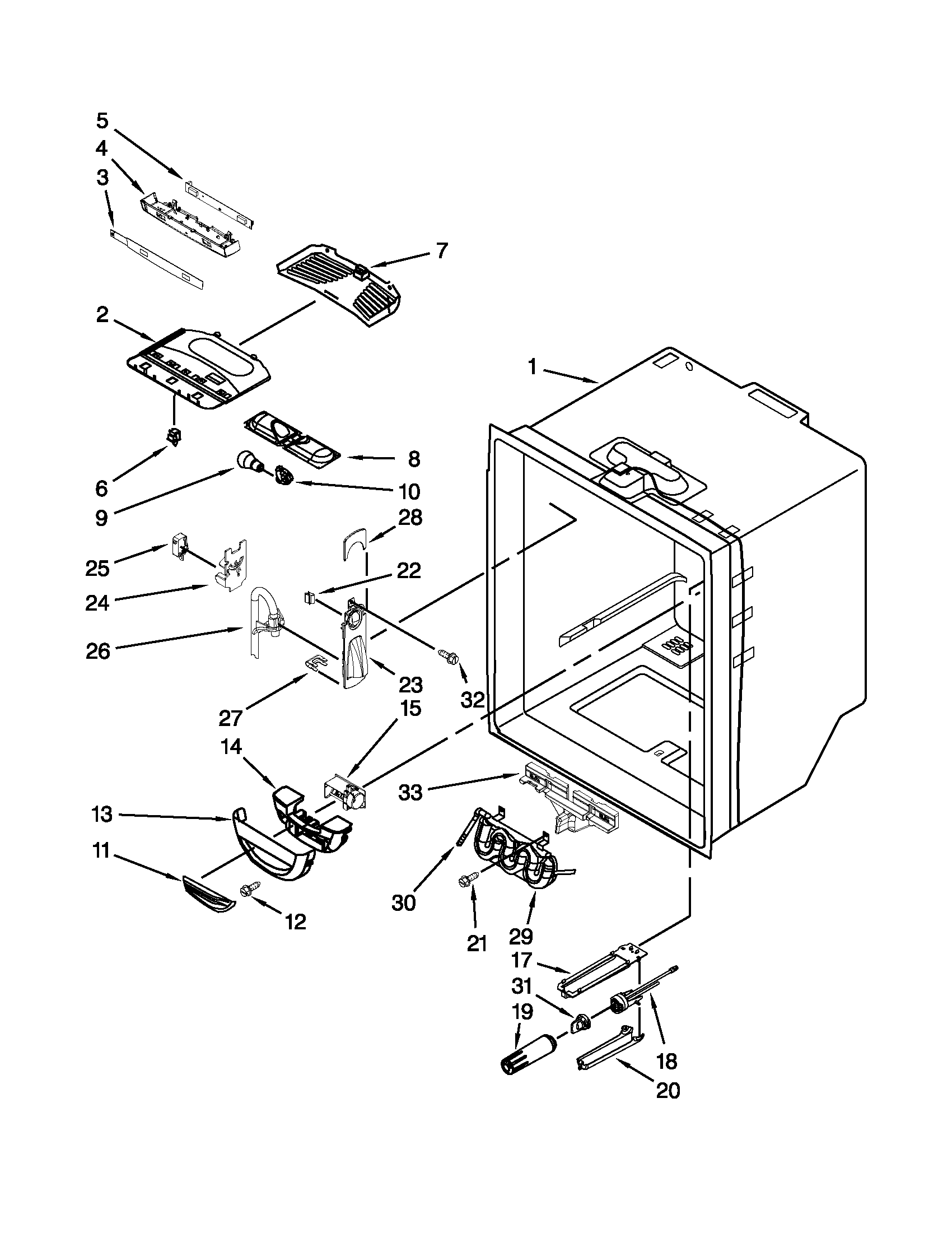 Kenmore 59672003017 refrigerator liner parts diagram