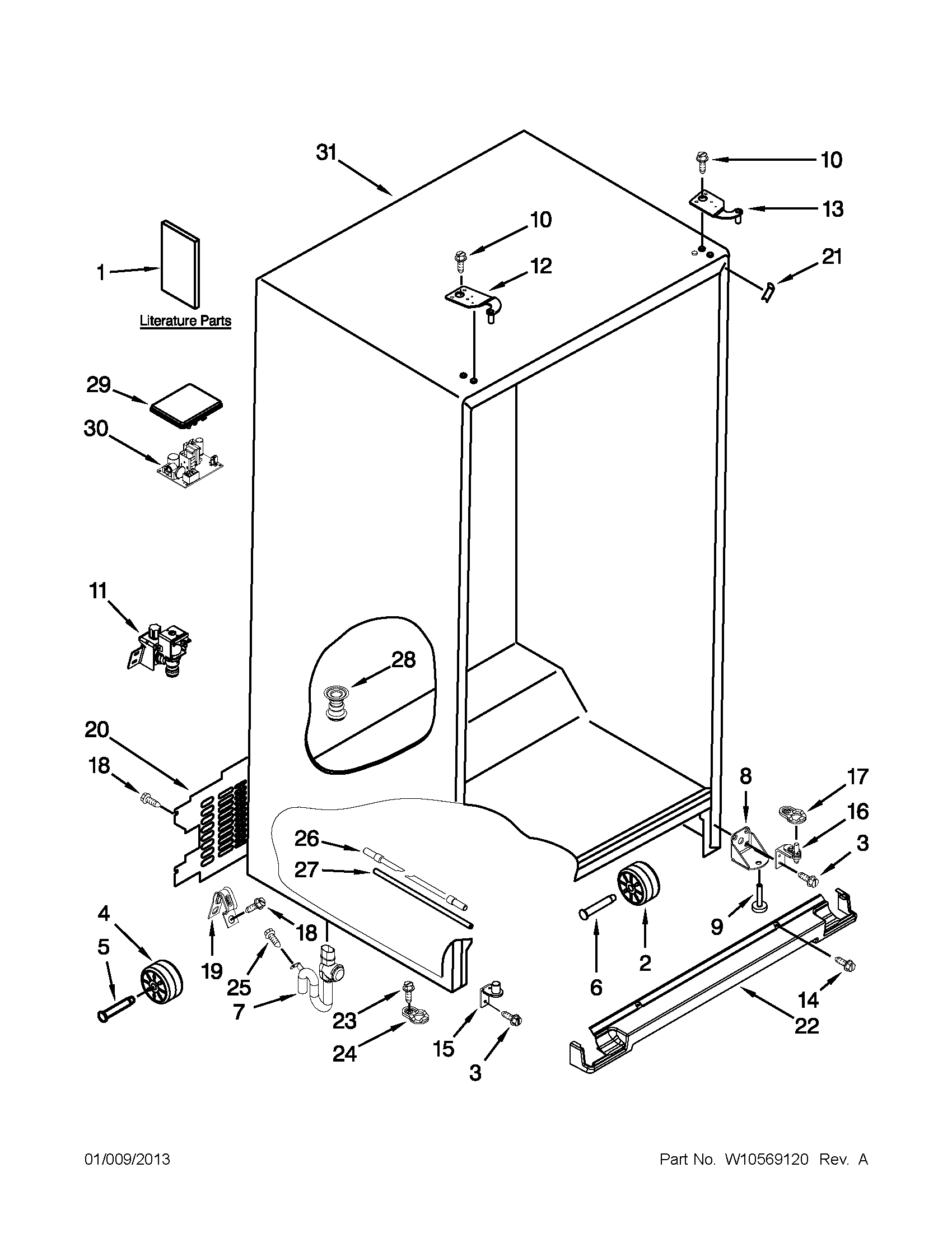 Kenmore Elite 10651163210 cabinet parts diagram