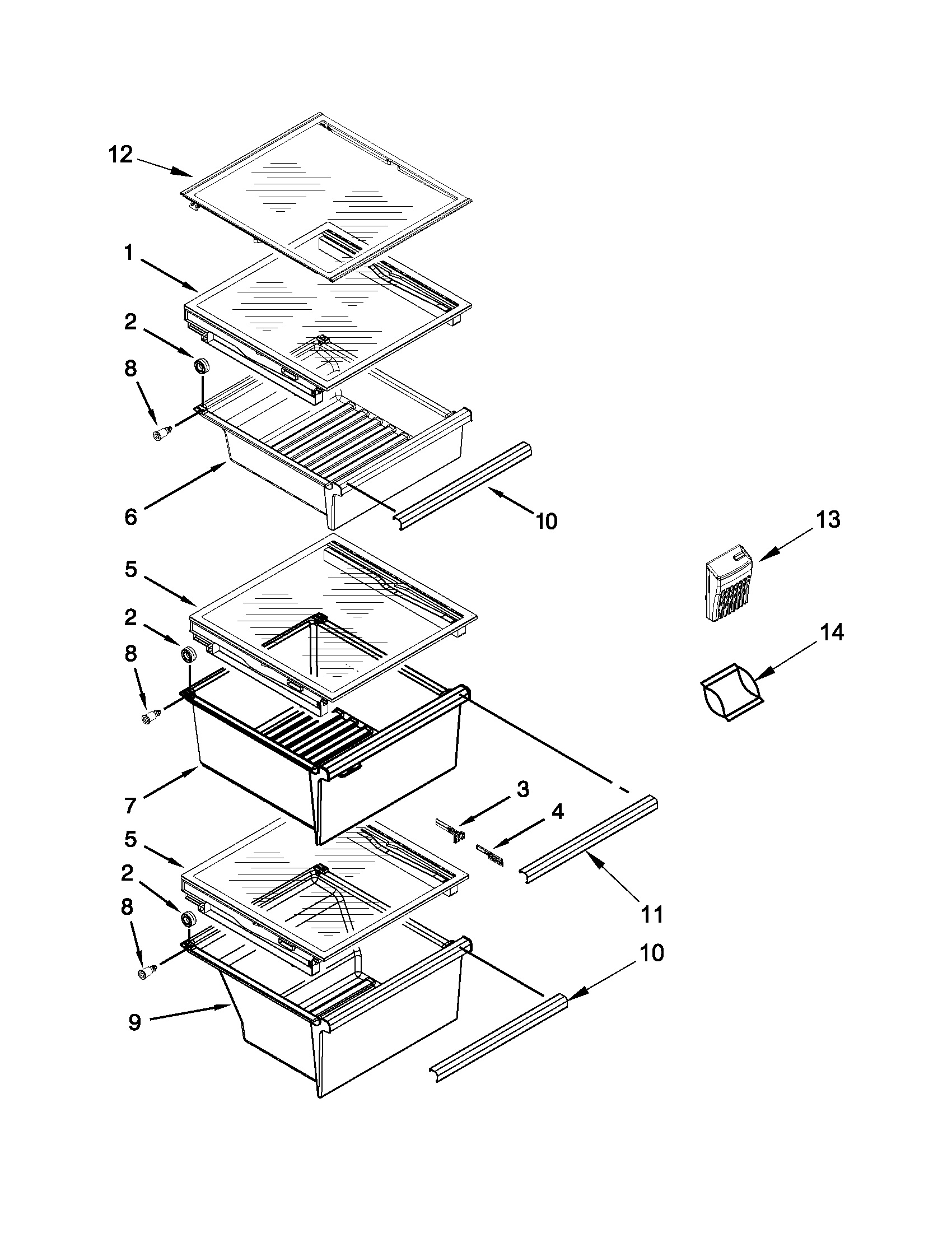Kenmore Elite 10651163210 refrigerator shelf parts diagram