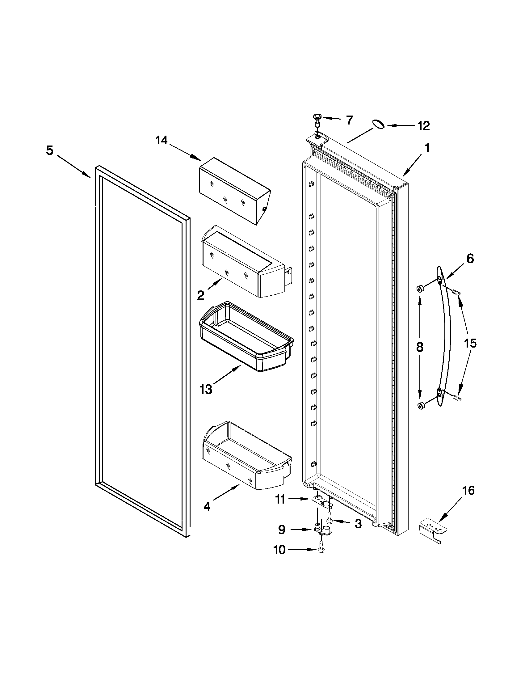 Kenmore Elite 10651163210 refrigerator door diagram