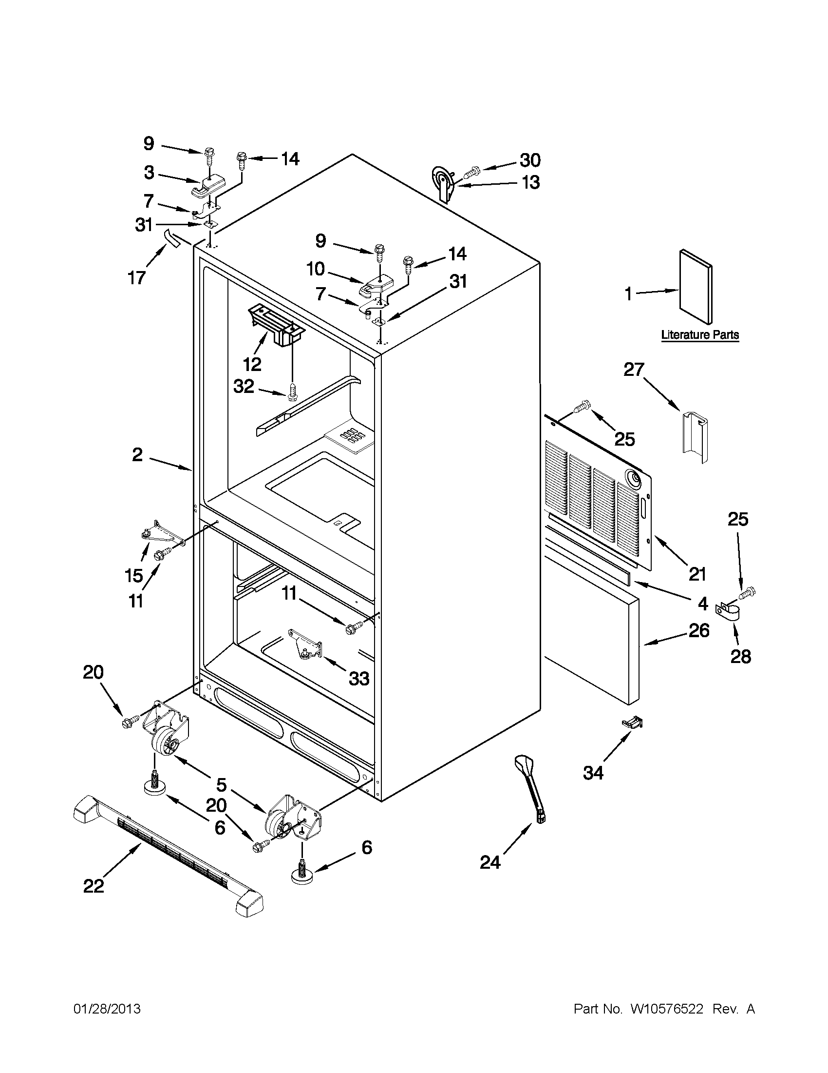 Kenmore 59679223014 cabinet parts diagram