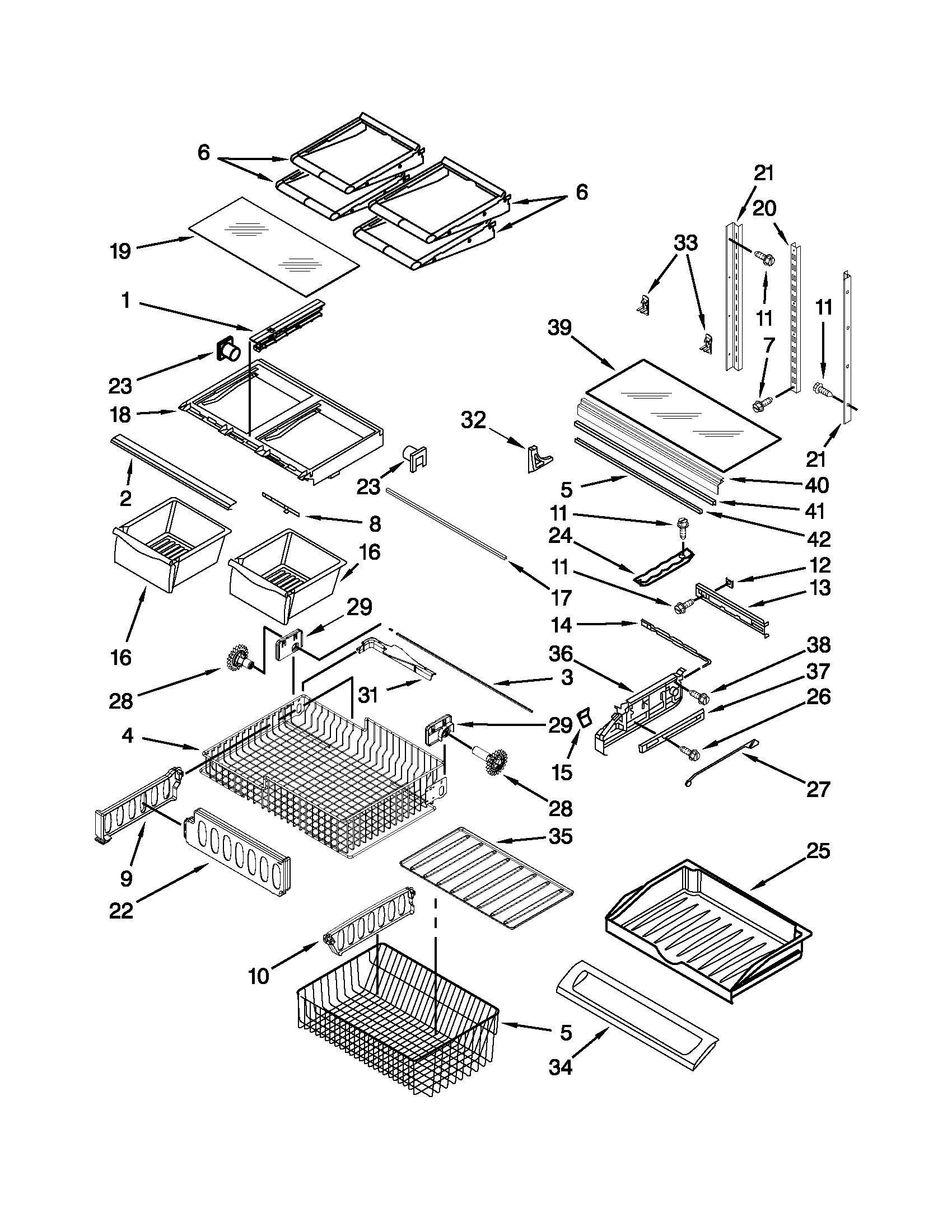 Kenmore 59679223014 shelf parts diagram