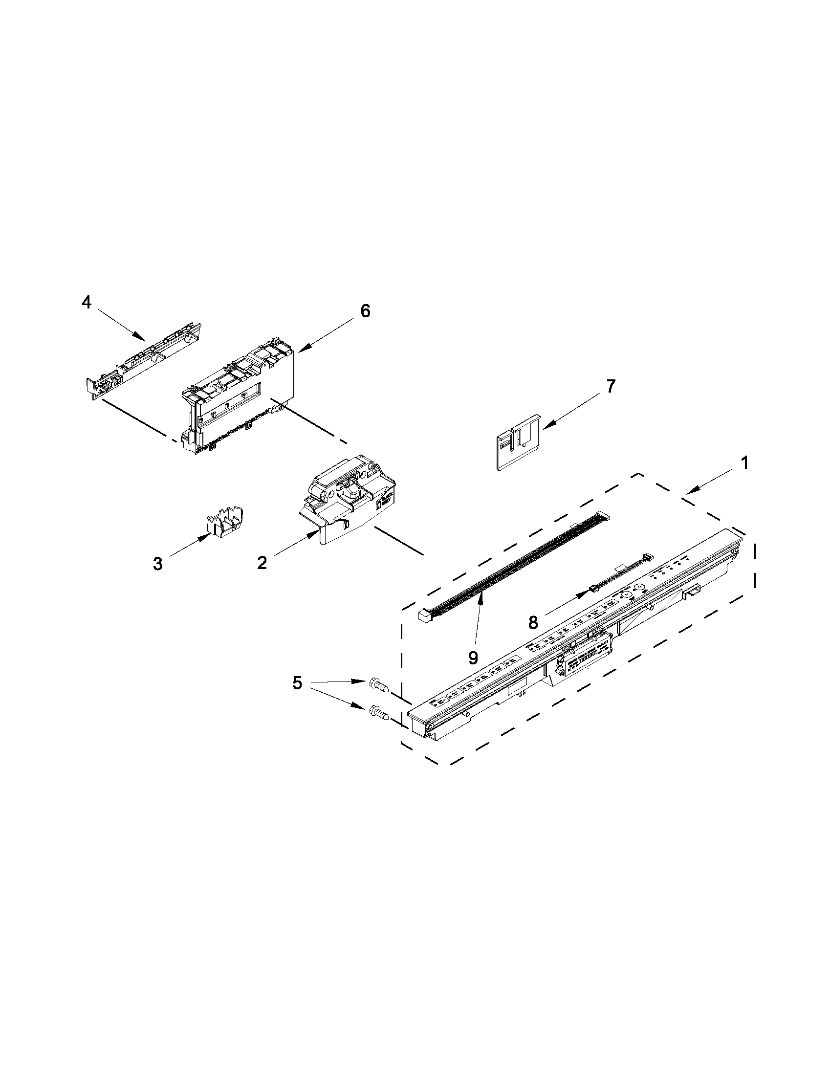 Kenmore Elite 66512782K310 control panel and latch parts diagram