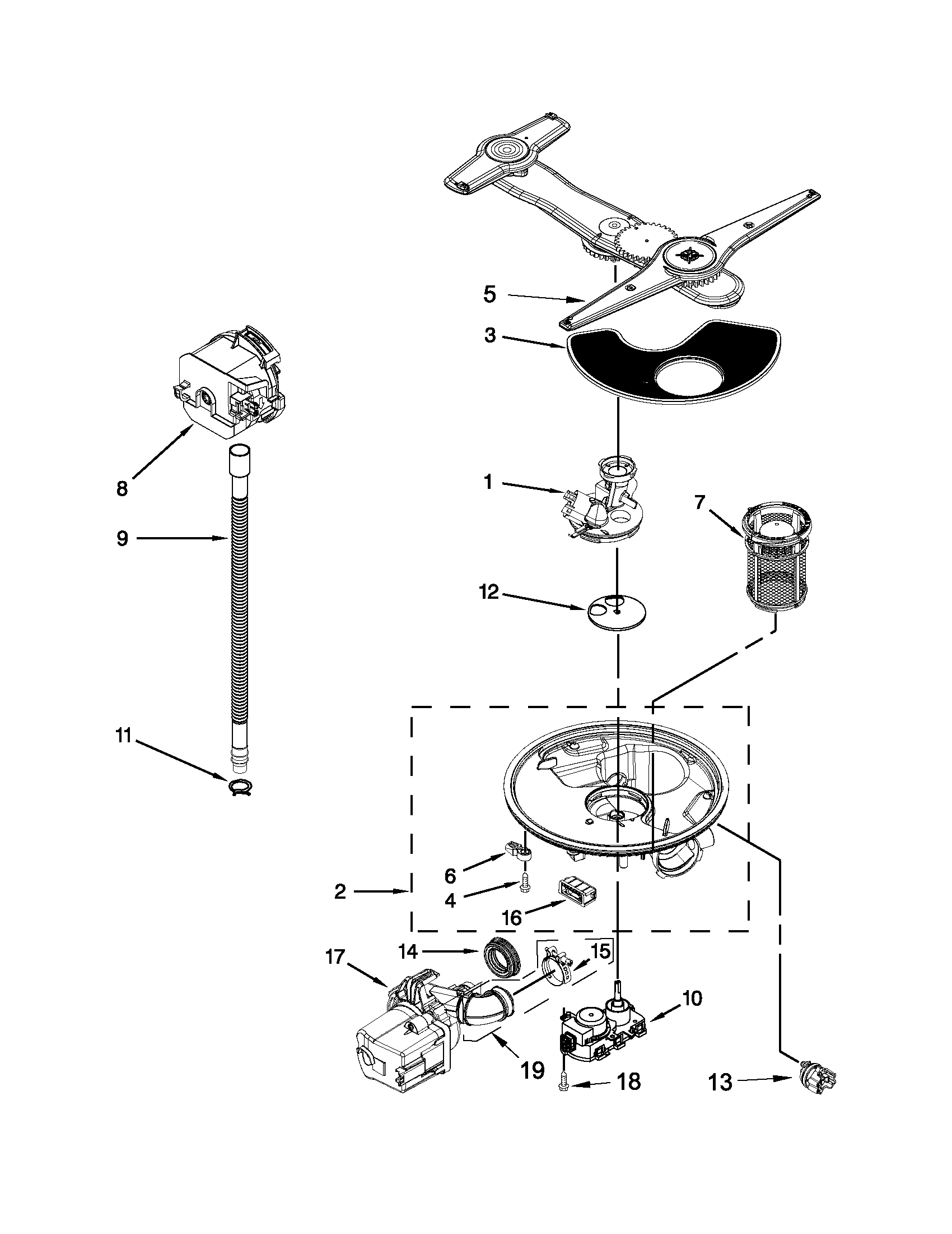 Kenmore Elite 66512782K310 pump and motor parts diagram