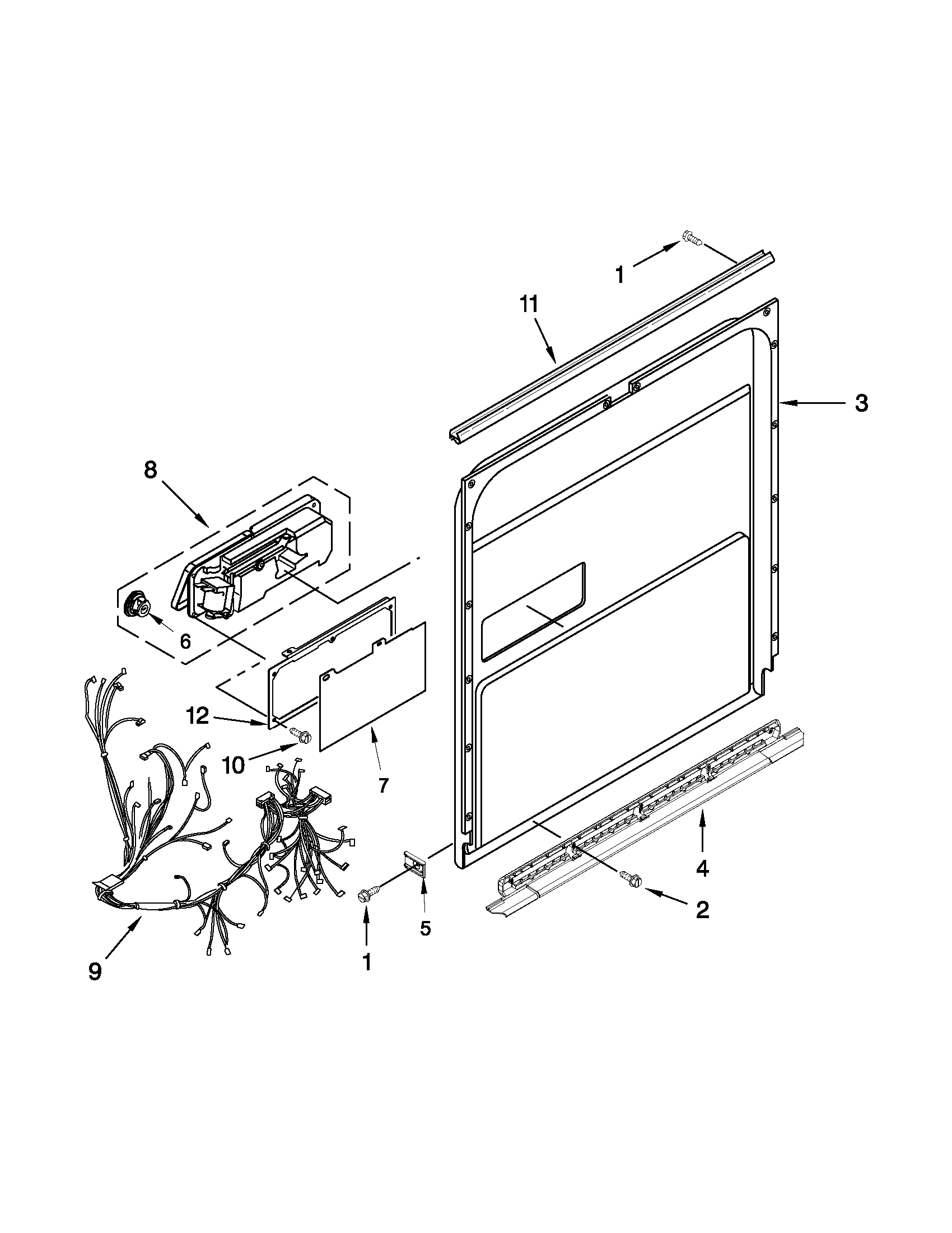 Kenmore Elite 66512774K310 inner door parts diagram