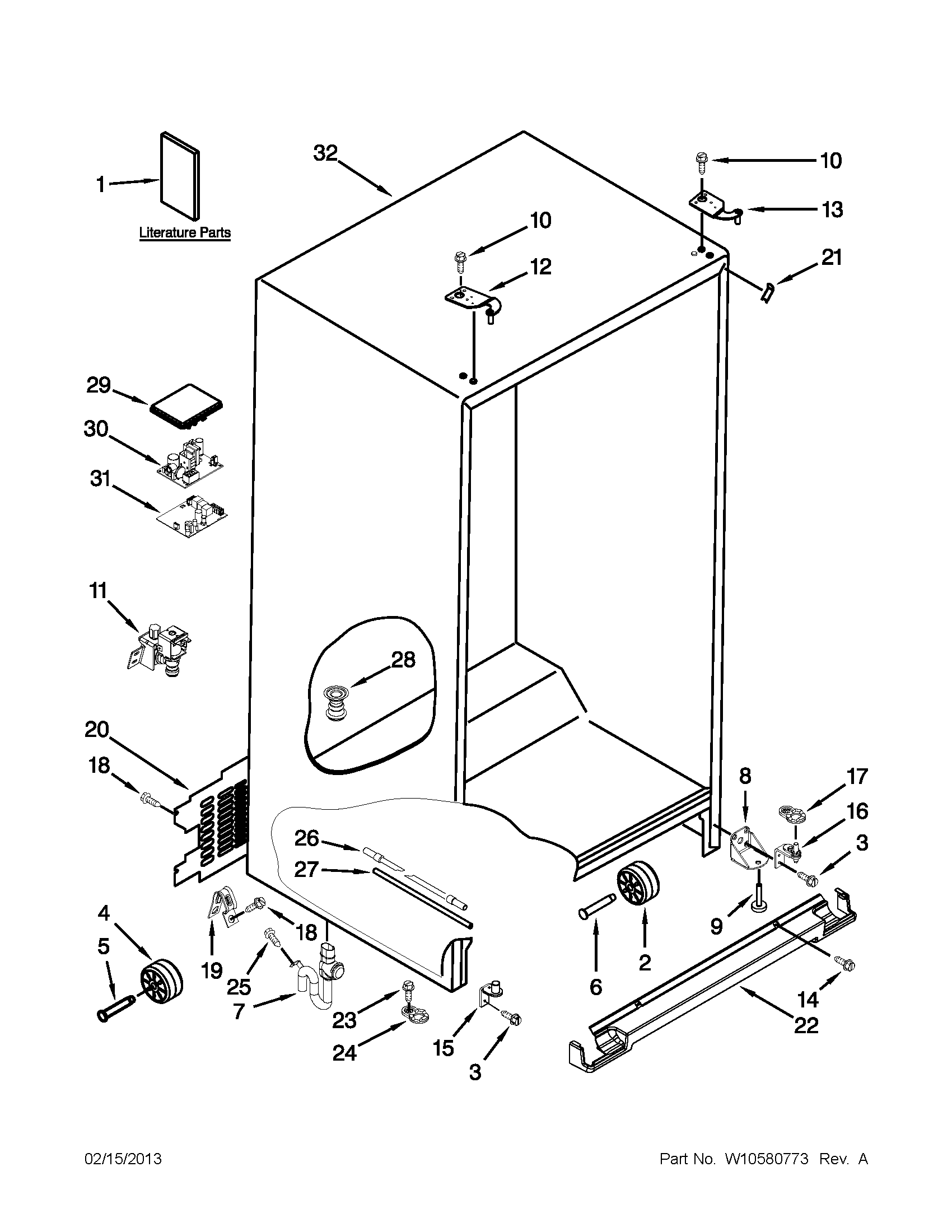 Kenmore Elite 10651189113 cabinet parts diagram