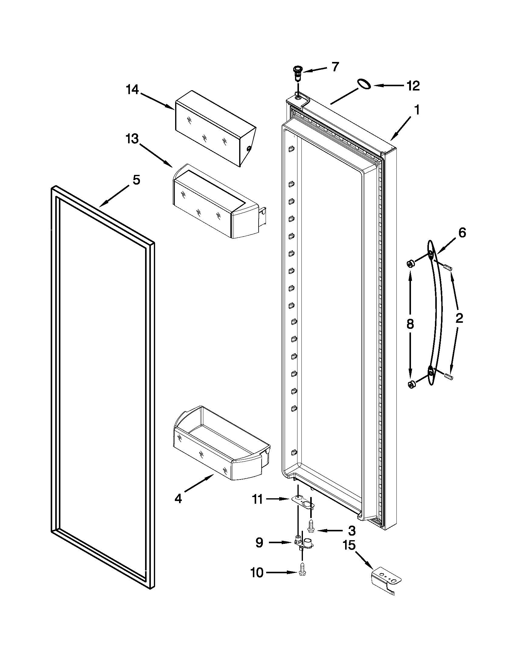 Kenmore Elite 10651189113 refrigerator door diagram