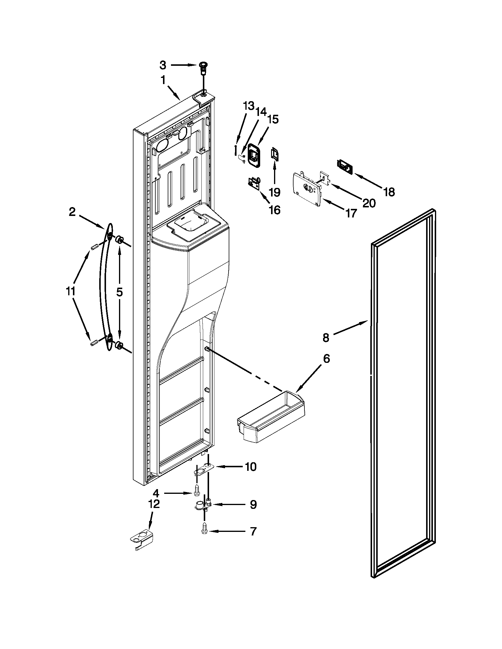 Kenmore Elite 10651189113 freezer door diagram