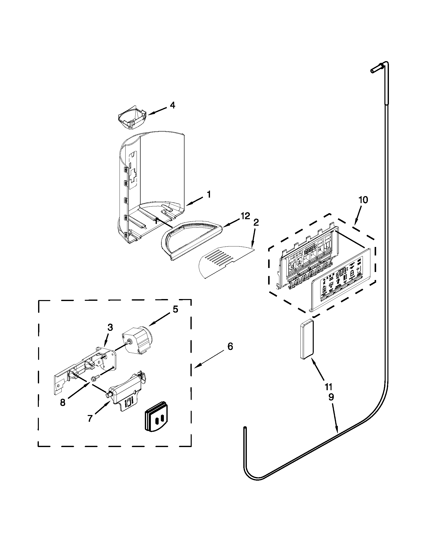 Kenmore Elite 10651189113 dispenser parts diagram