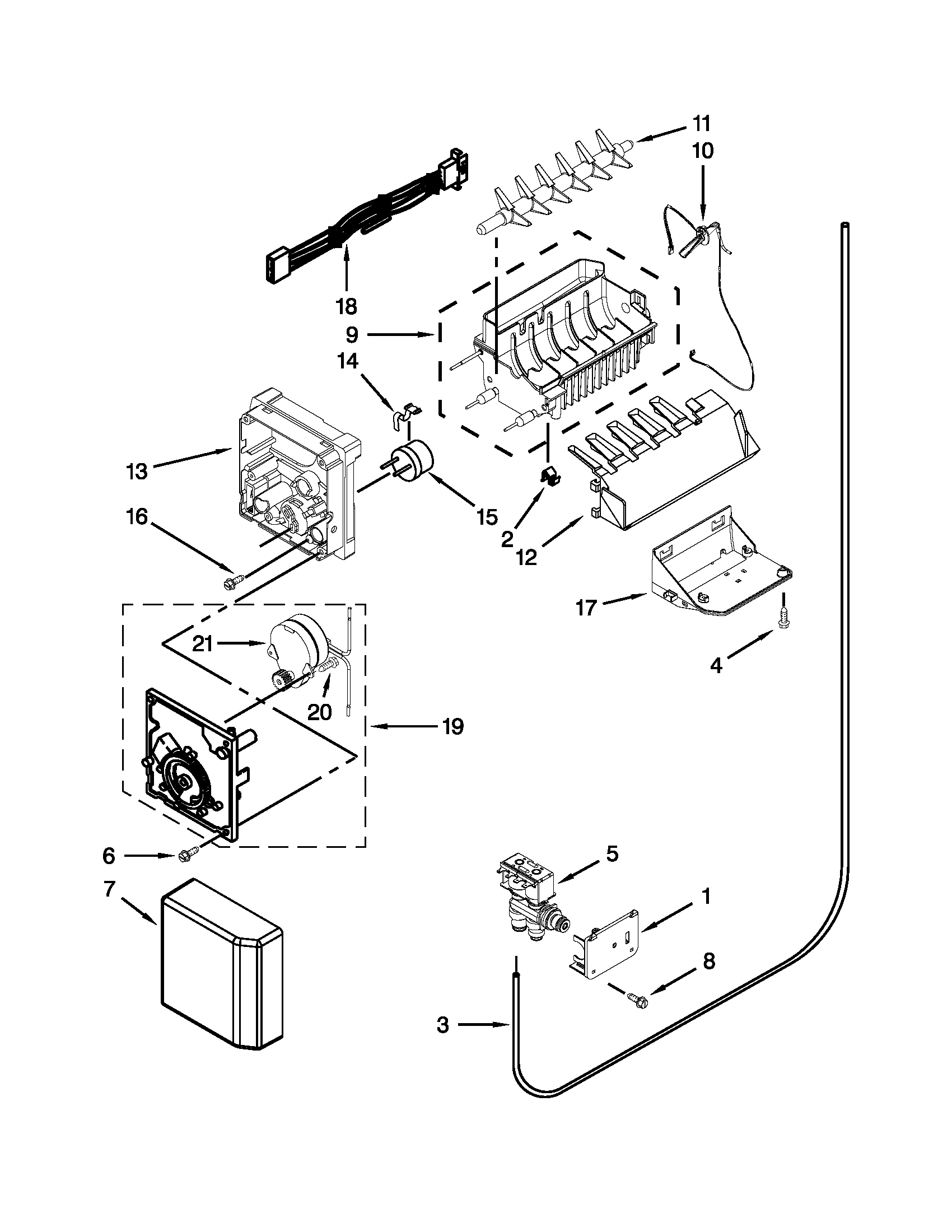 Kenmore Elite 10651189113 icemaker parts diagram