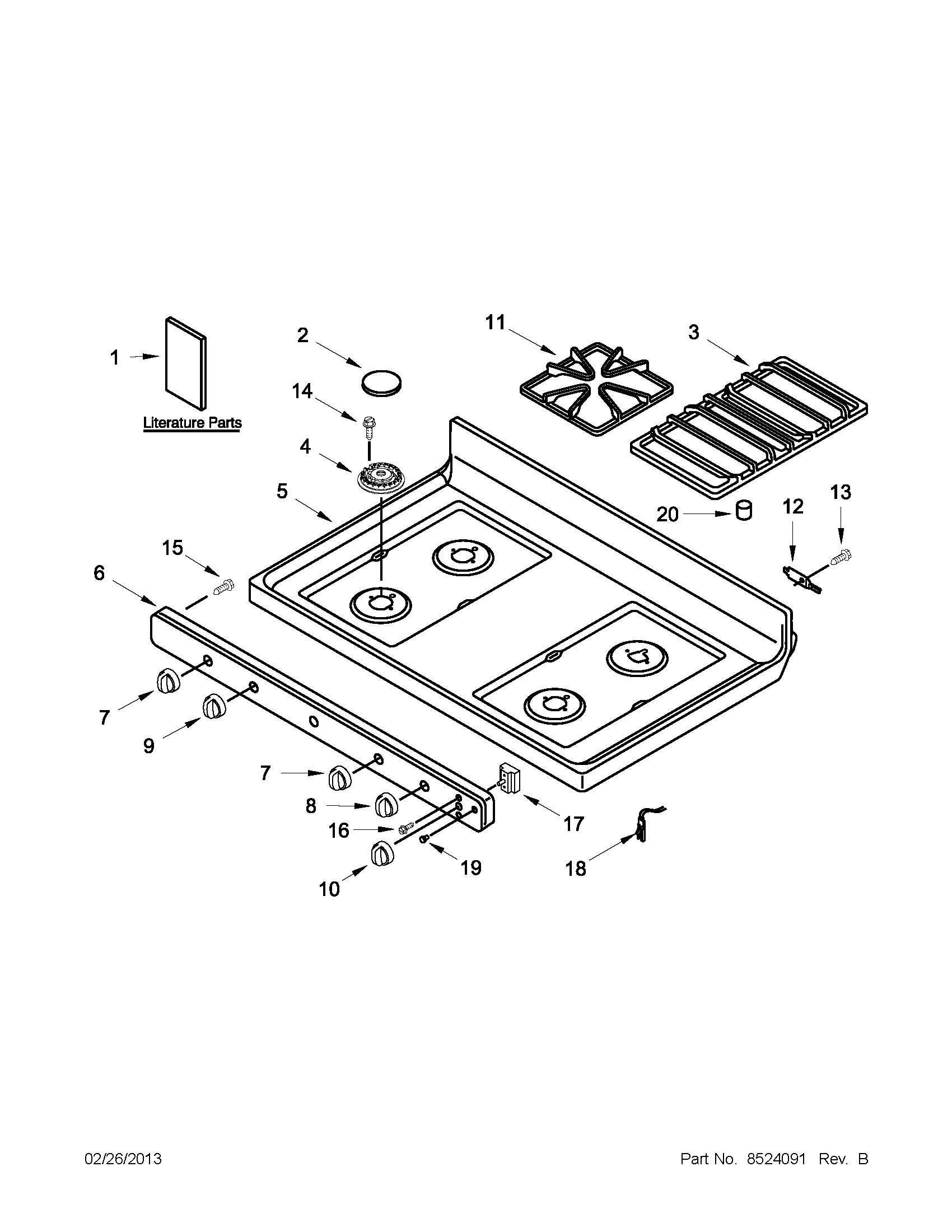 Kenmore 66575844005 cooktop parts diagram