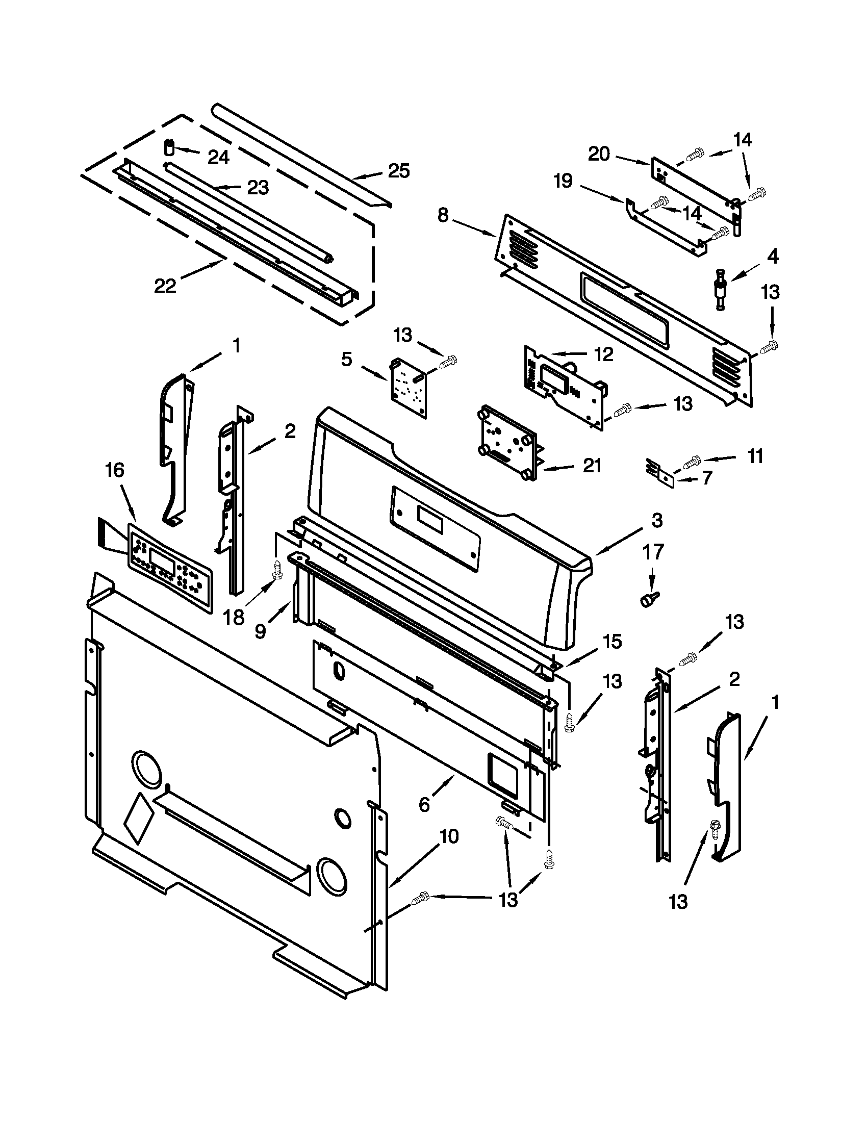 Kenmore 66575844005 control panel parts diagram