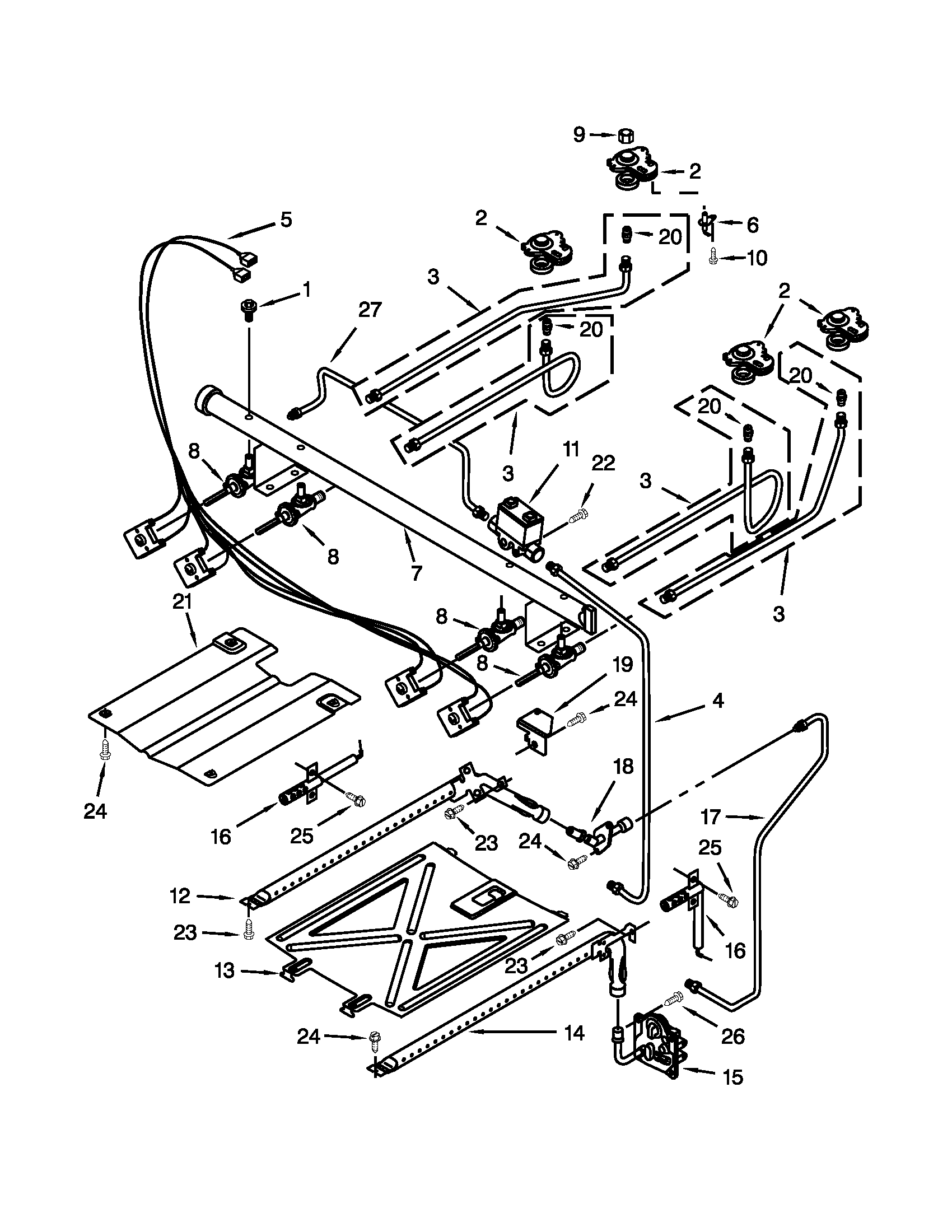 Kenmore 66575844005 manifold parts diagram