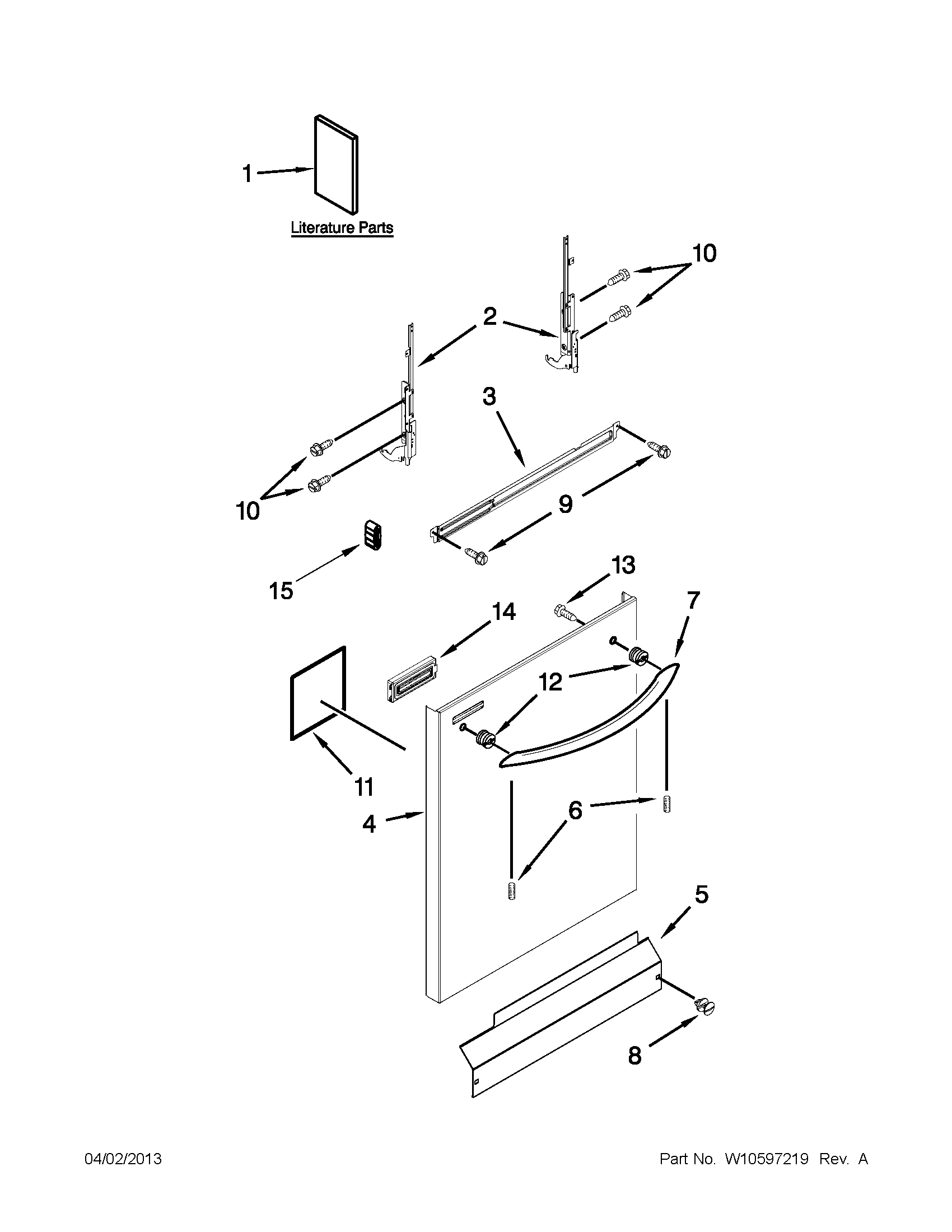 Kenmore 66513279K116 door and panel parts diagram