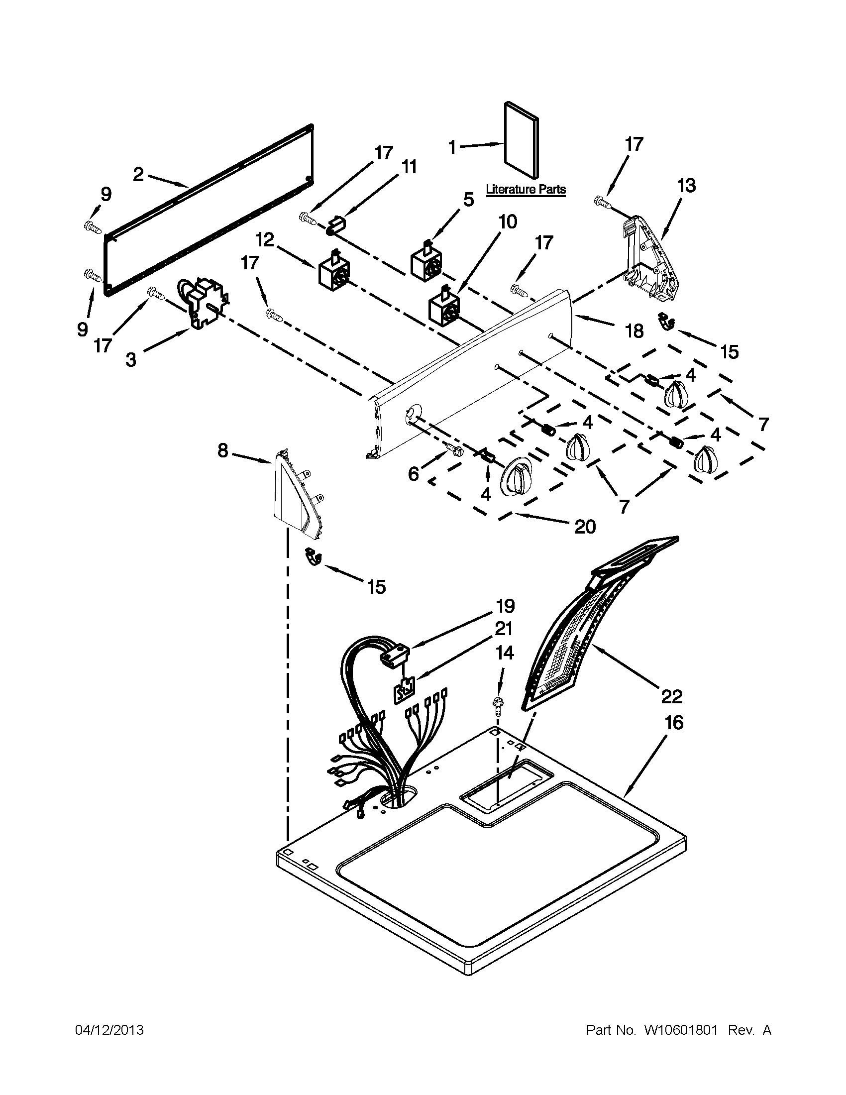 Kenmore 11061202013 top and console parts diagram