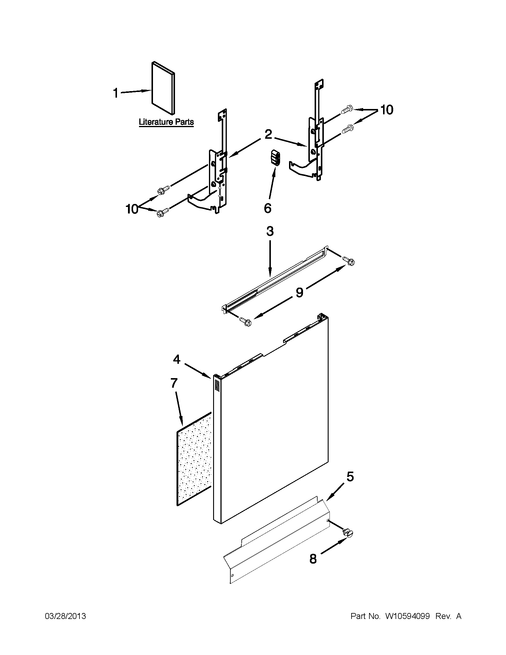 Kenmore 66513032K114 door and panel parts diagram