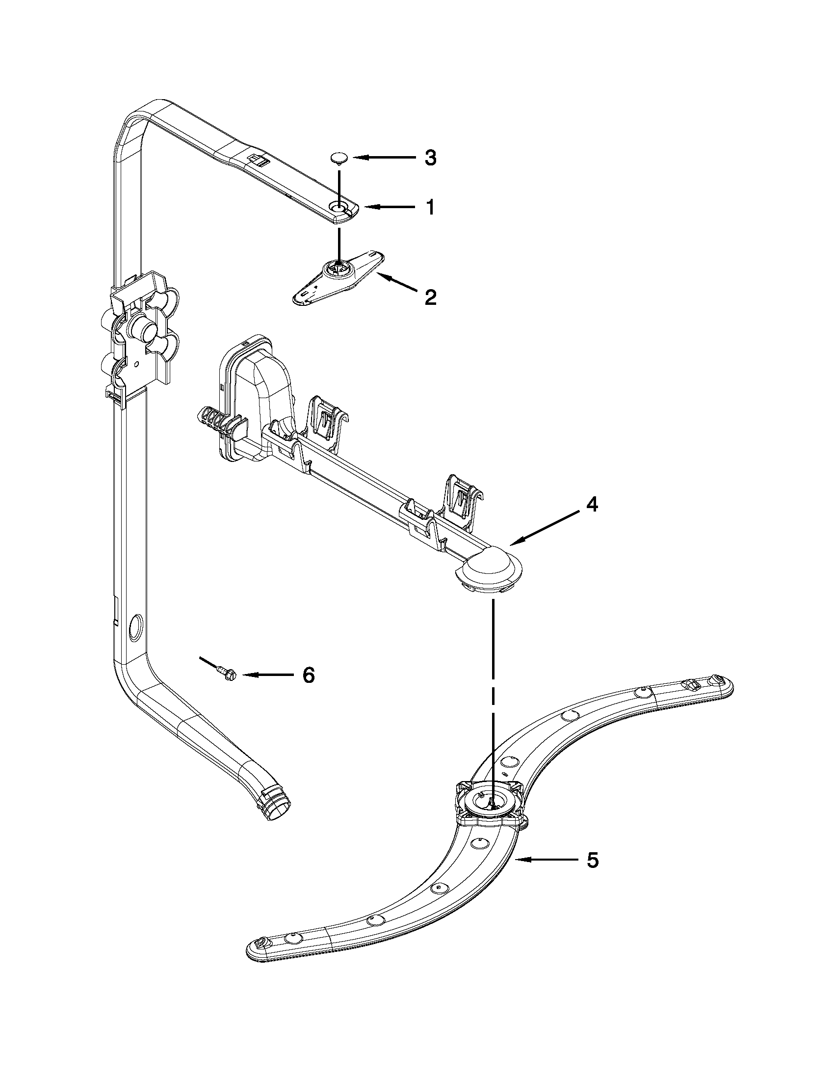 Kenmore 66513032K114 upper wash and rinse parts diagram
