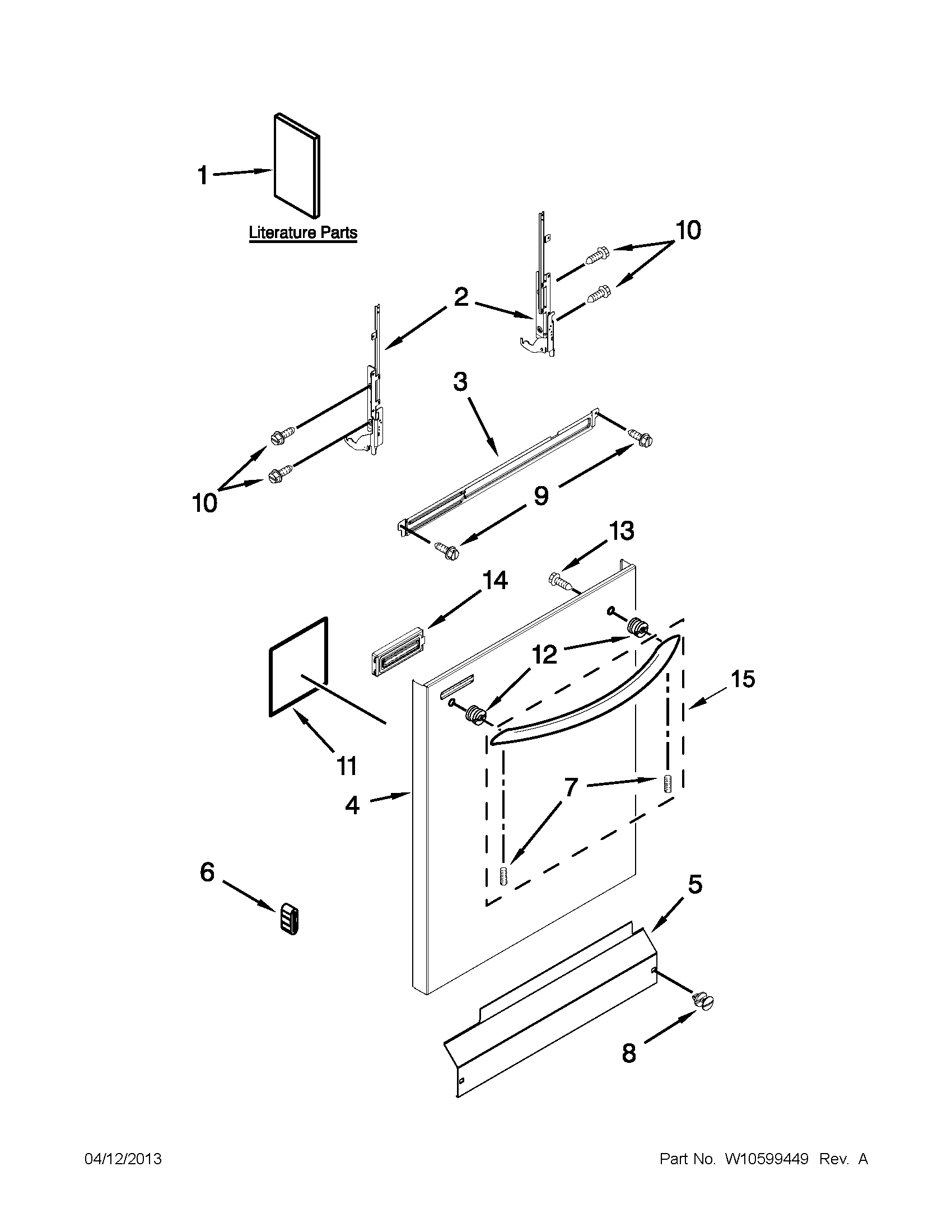 Kenmore 66513283K116 door and panel parts diagram