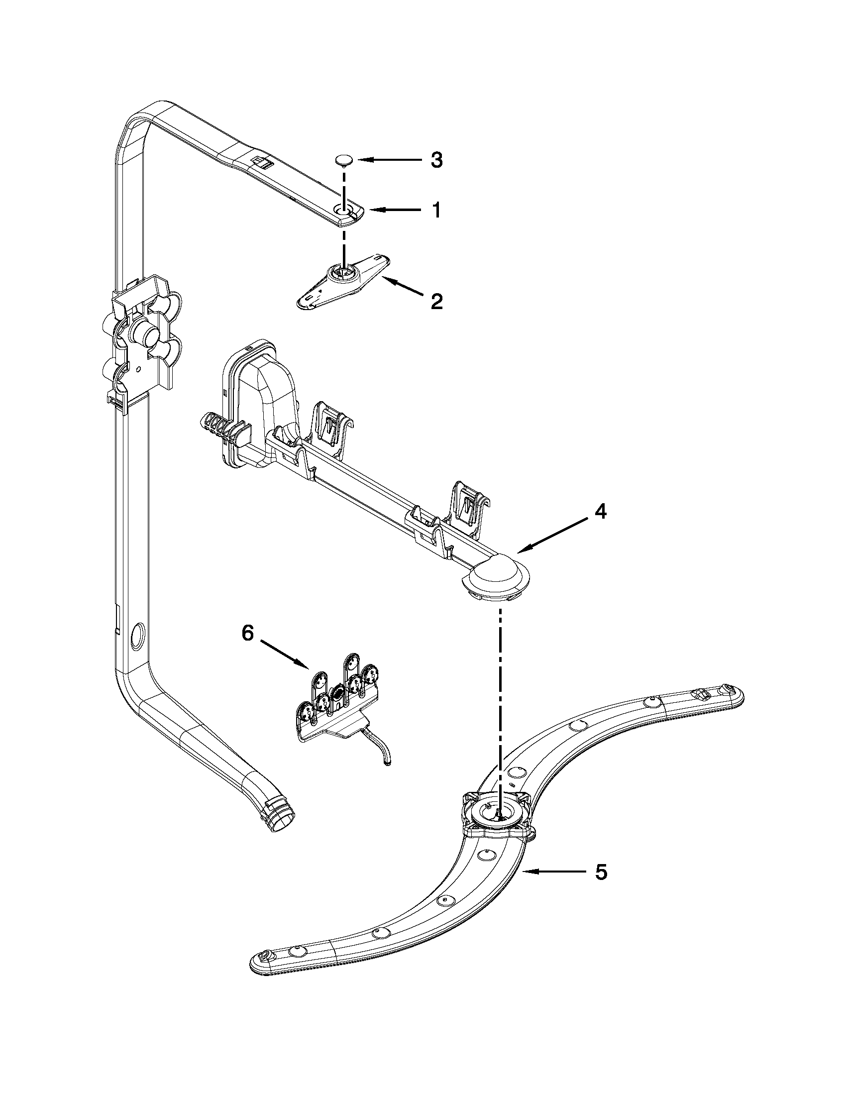 Kenmore 66513283K116 upper wash and rinse parts diagram