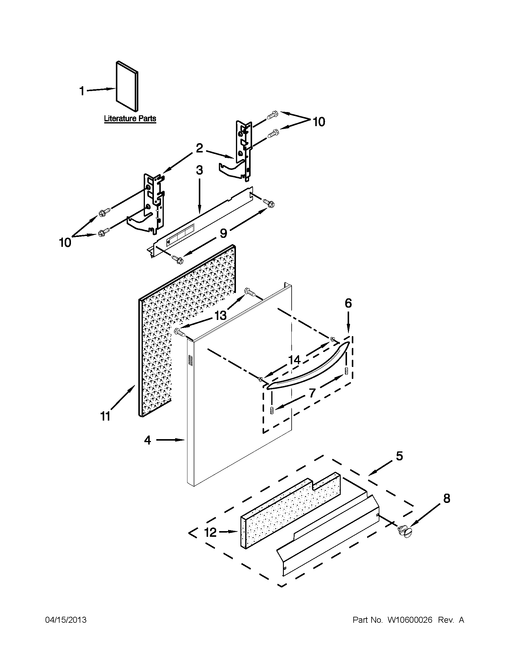 Kenmore 66513293K115 door and panel parts diagram