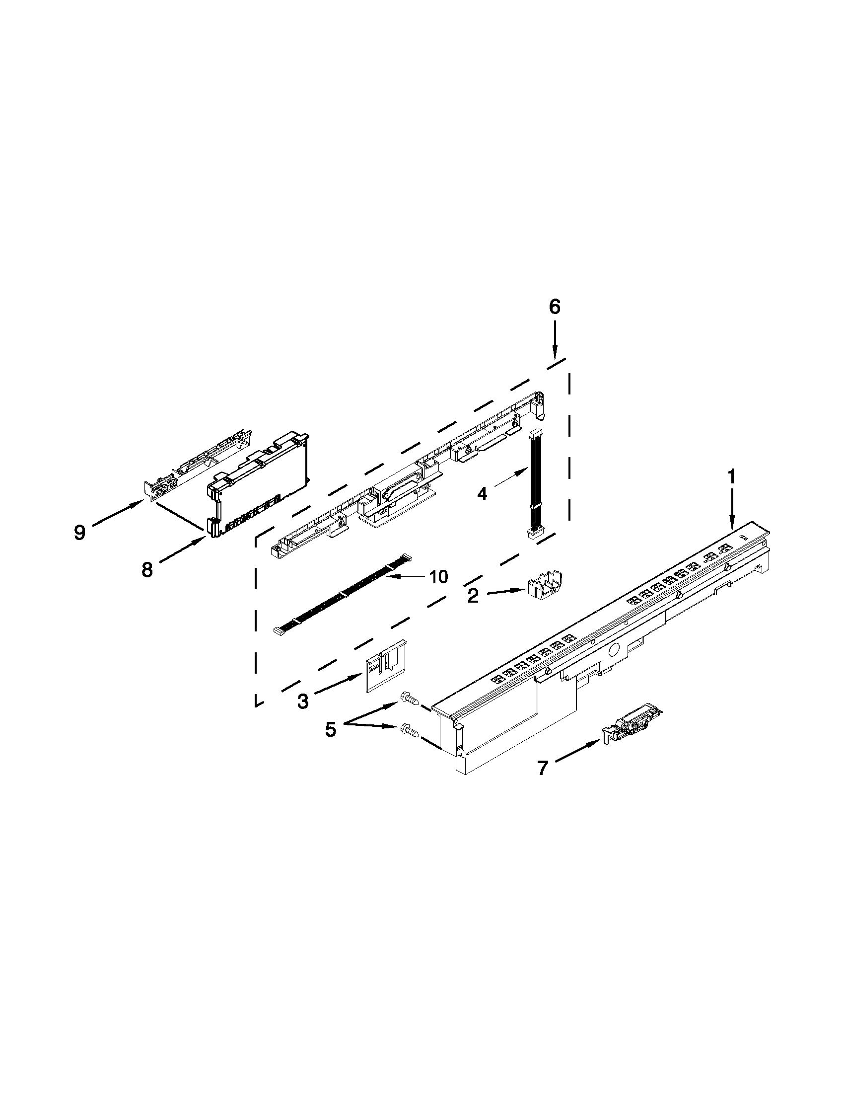 Kenmore 66513293K115 control panel and latch parts diagram