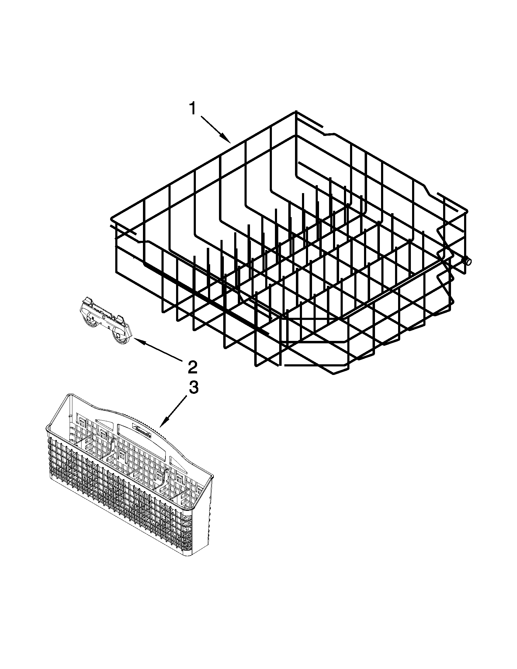 Kenmore 66513293K115 lower rack parts diagram