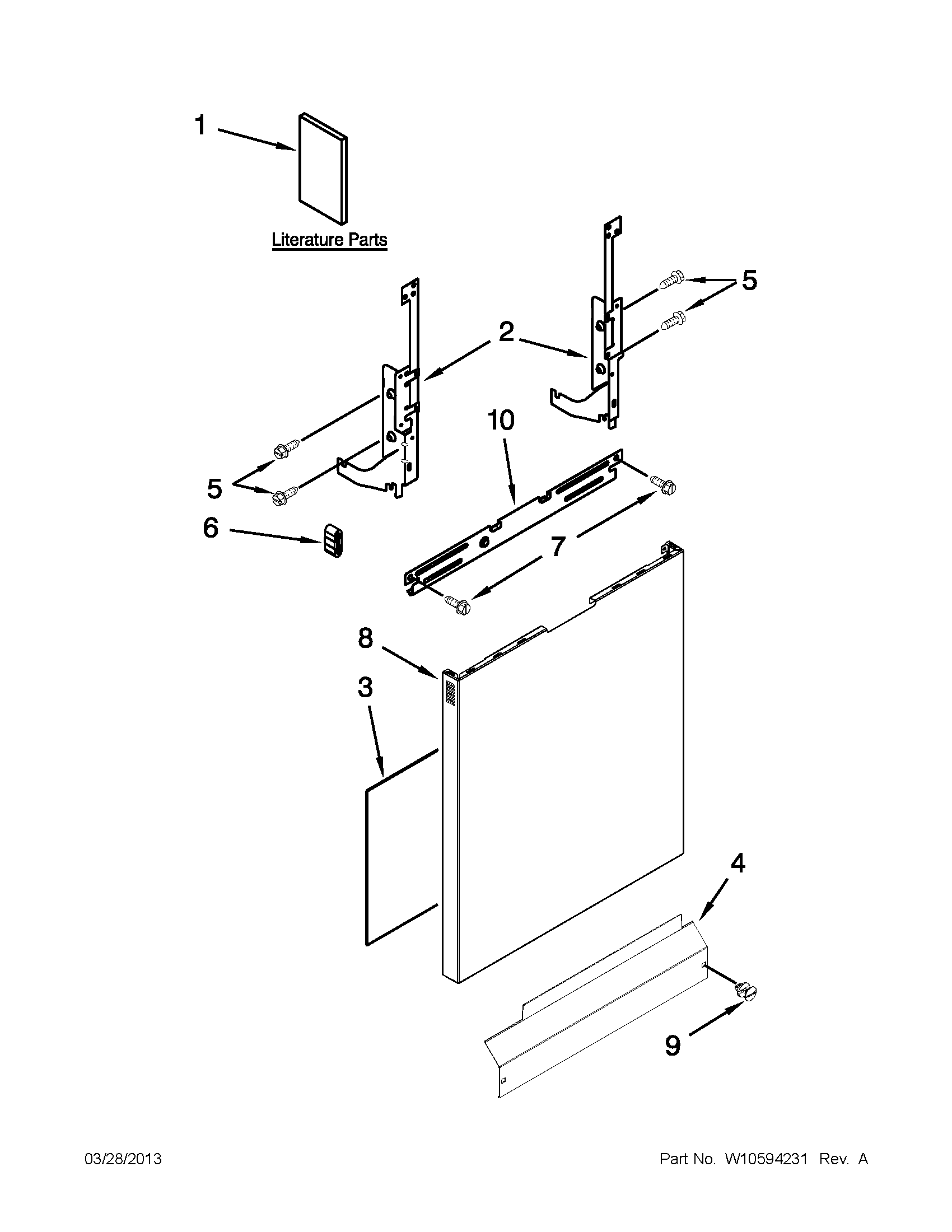 Kenmore 66513042K114 door and panel parts diagram