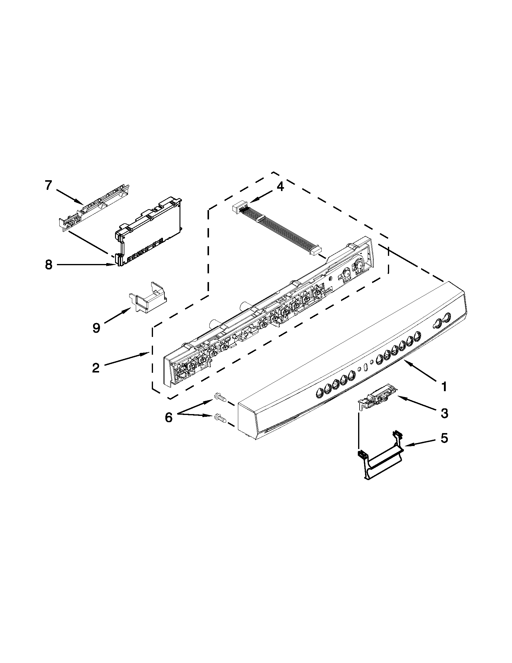 Kenmore 66513042K114 control panel and latch parts diagram
