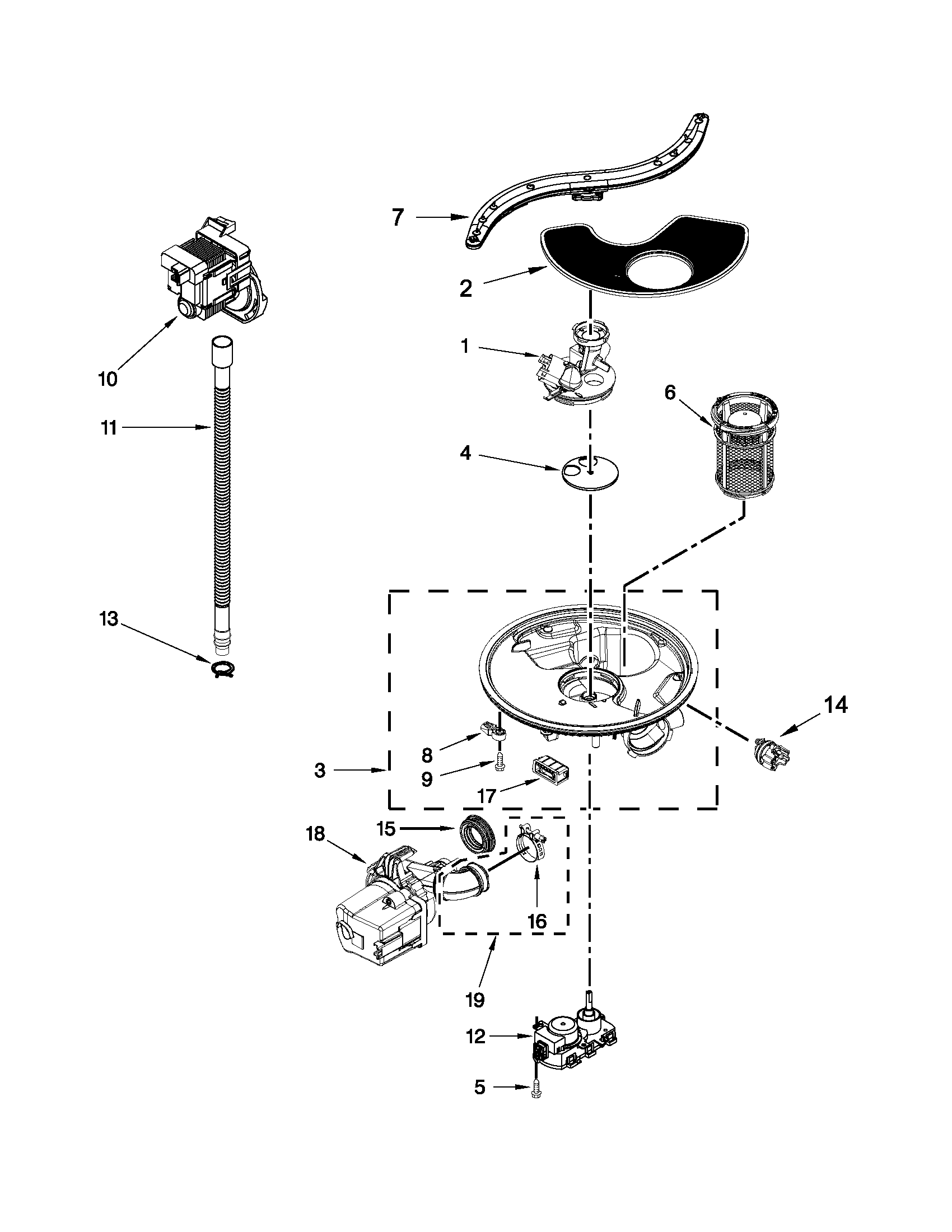 Kenmore 66513042K114 pump and motor parts diagram