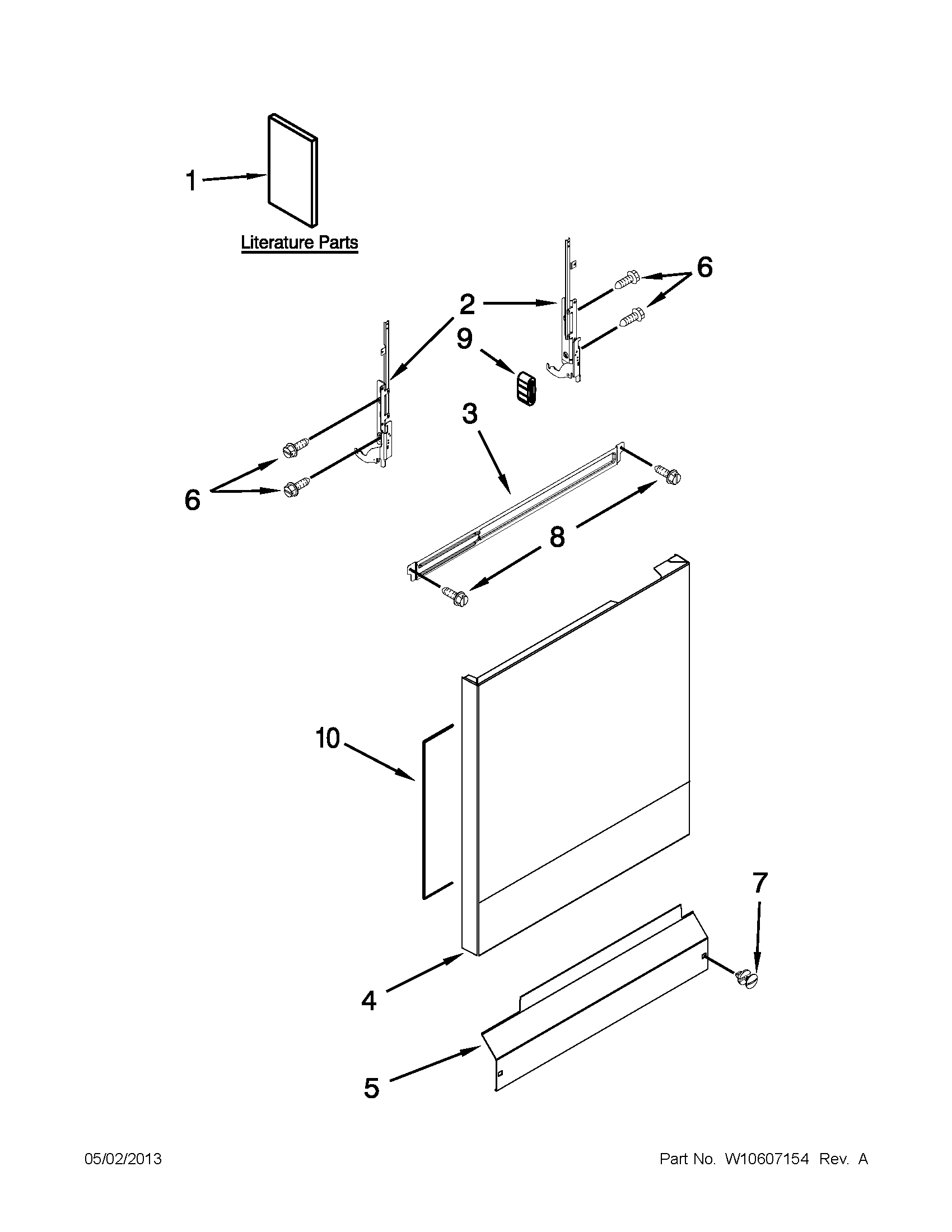Kenmore 66515113K212 door and panel parts diagram