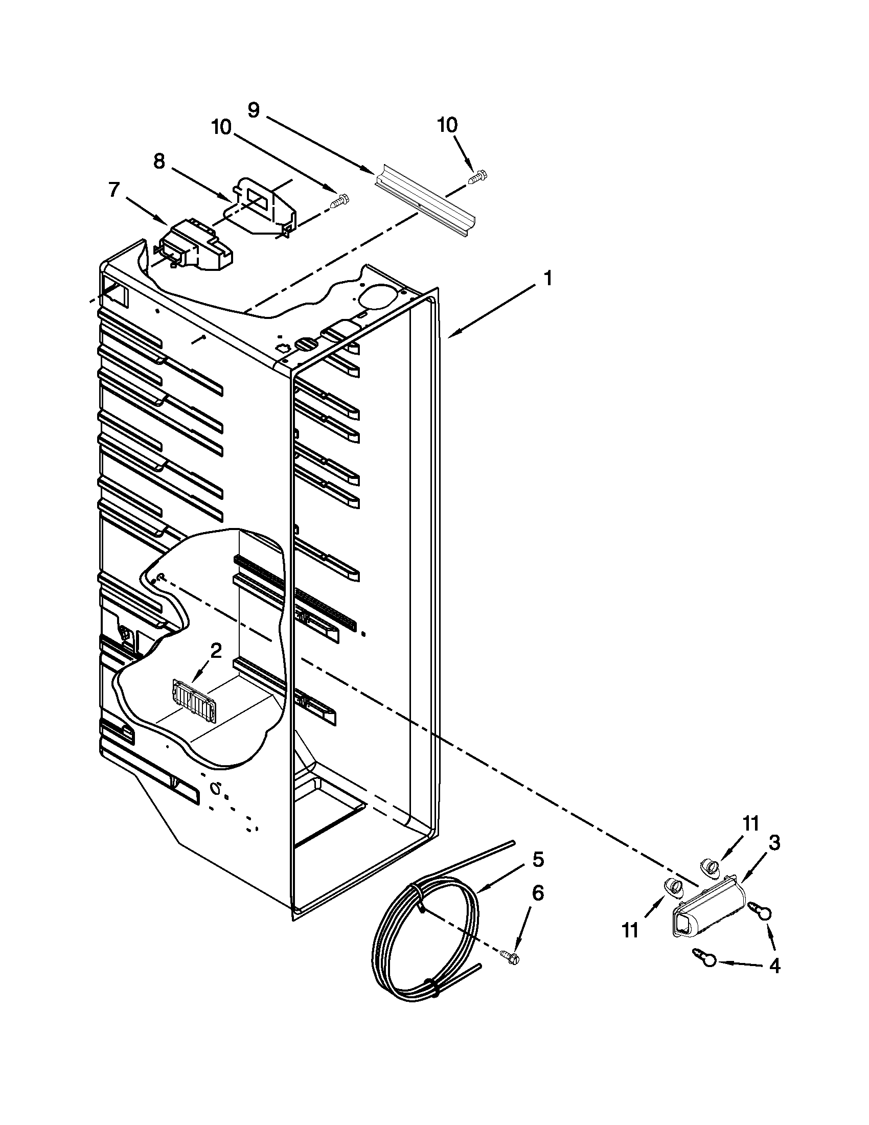 Kenmore 10650023210 refrigerator liner parts diagram