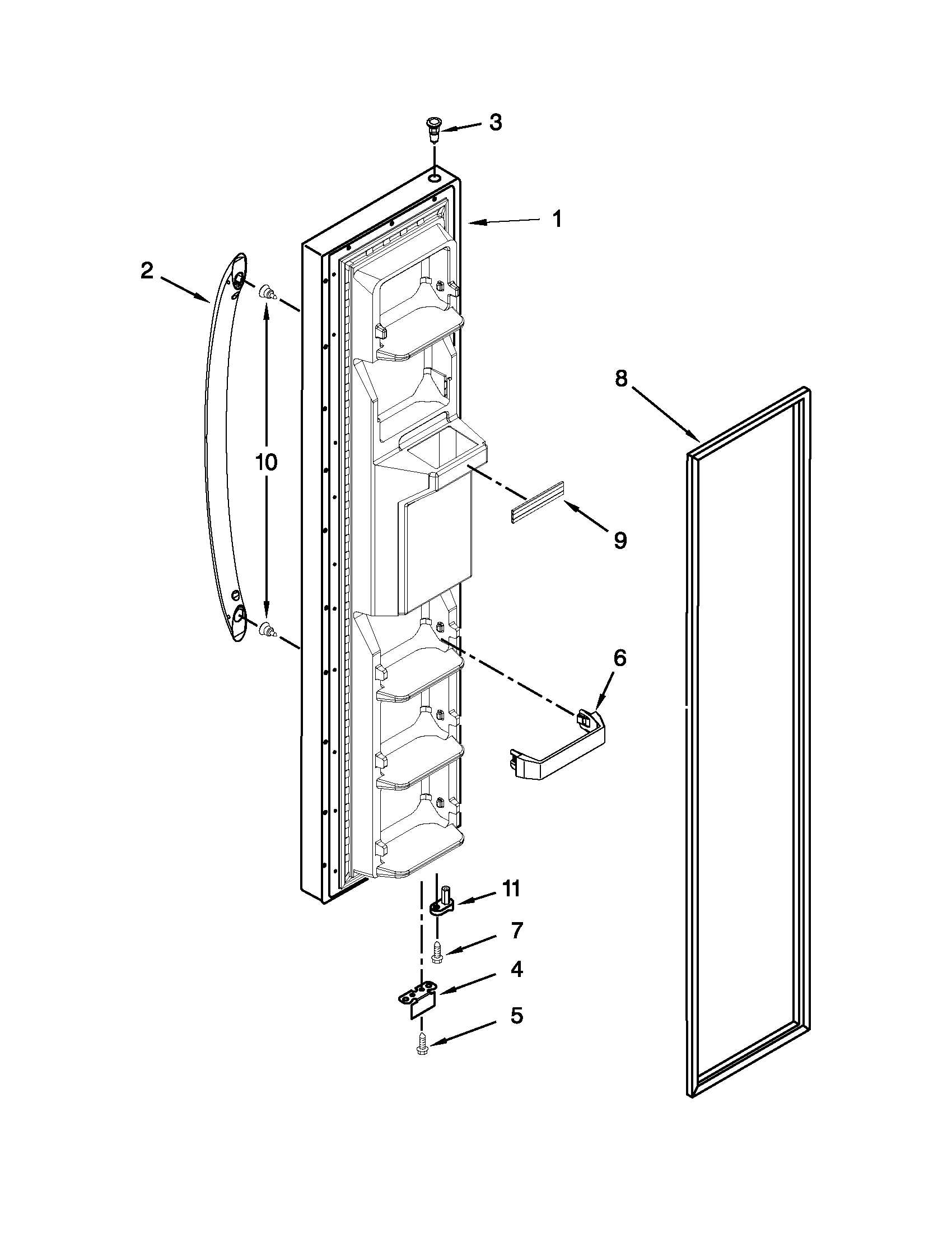 Kenmore 10650023210 freezer door parts diagram