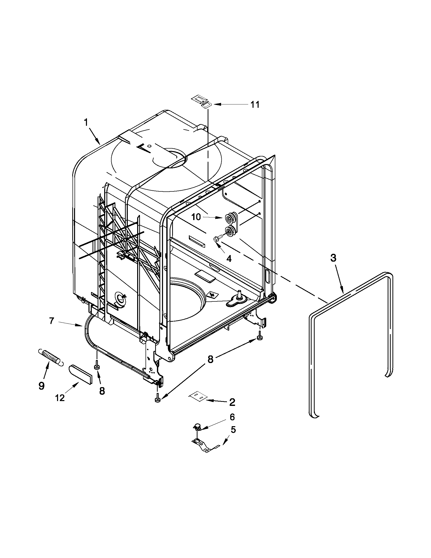 Kenmore 66517152K211 tub and frame parts diagram