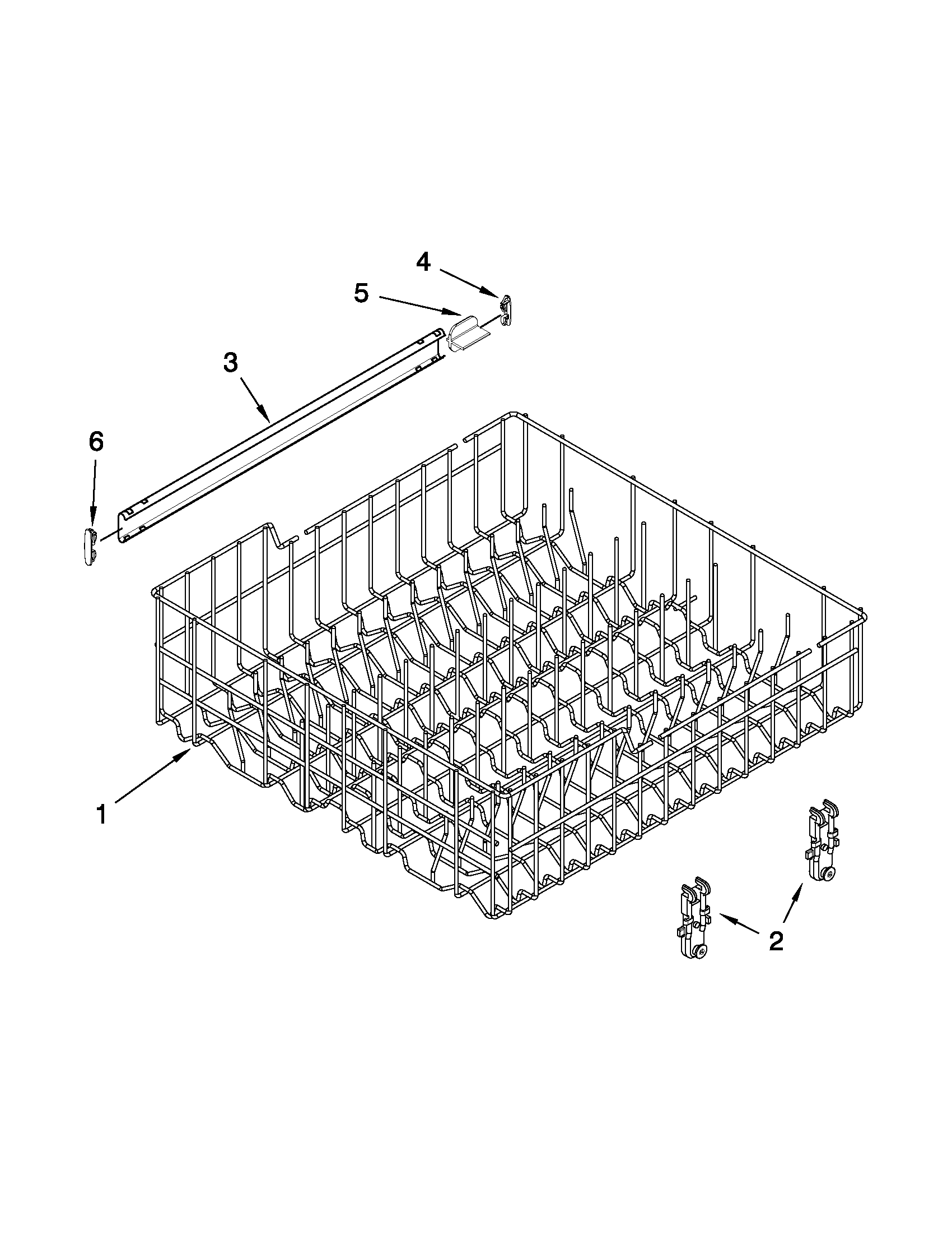 Kenmore 66517152K211 upper rack and track parts diagram