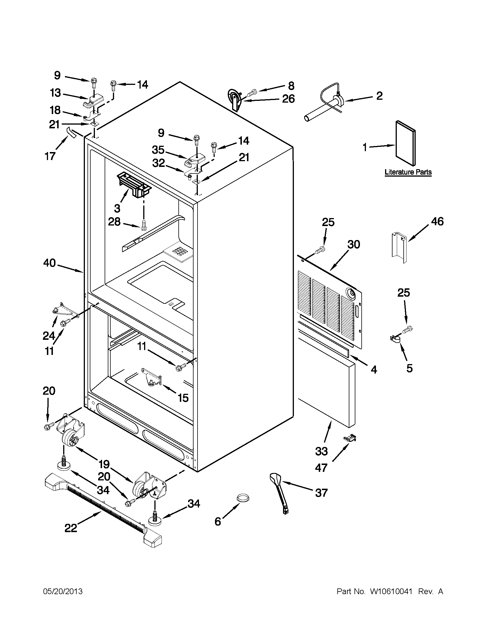 Kenmore 59679523016 cabinet parts diagram