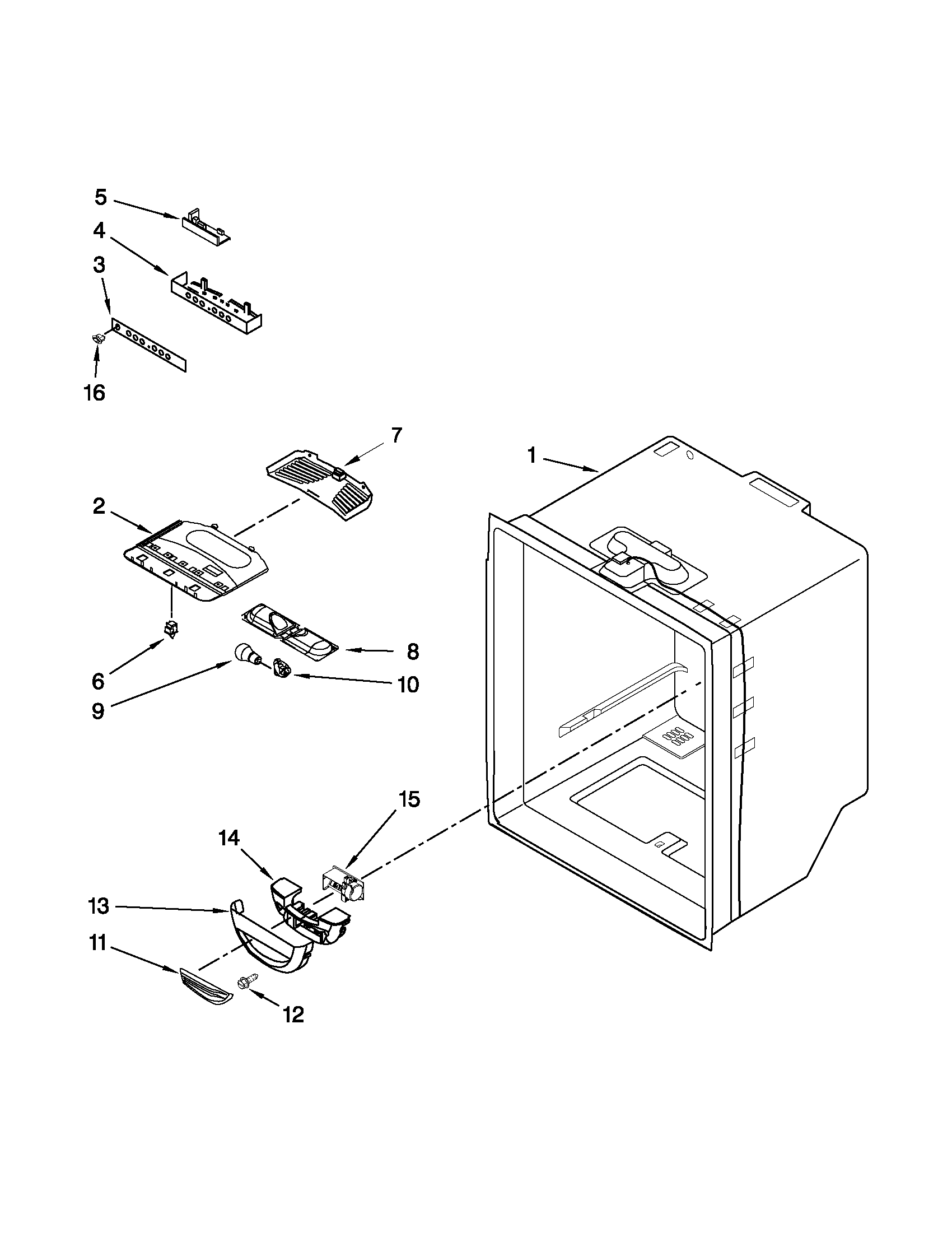 Kenmore 59679523016 refrigerator liner parts diagram