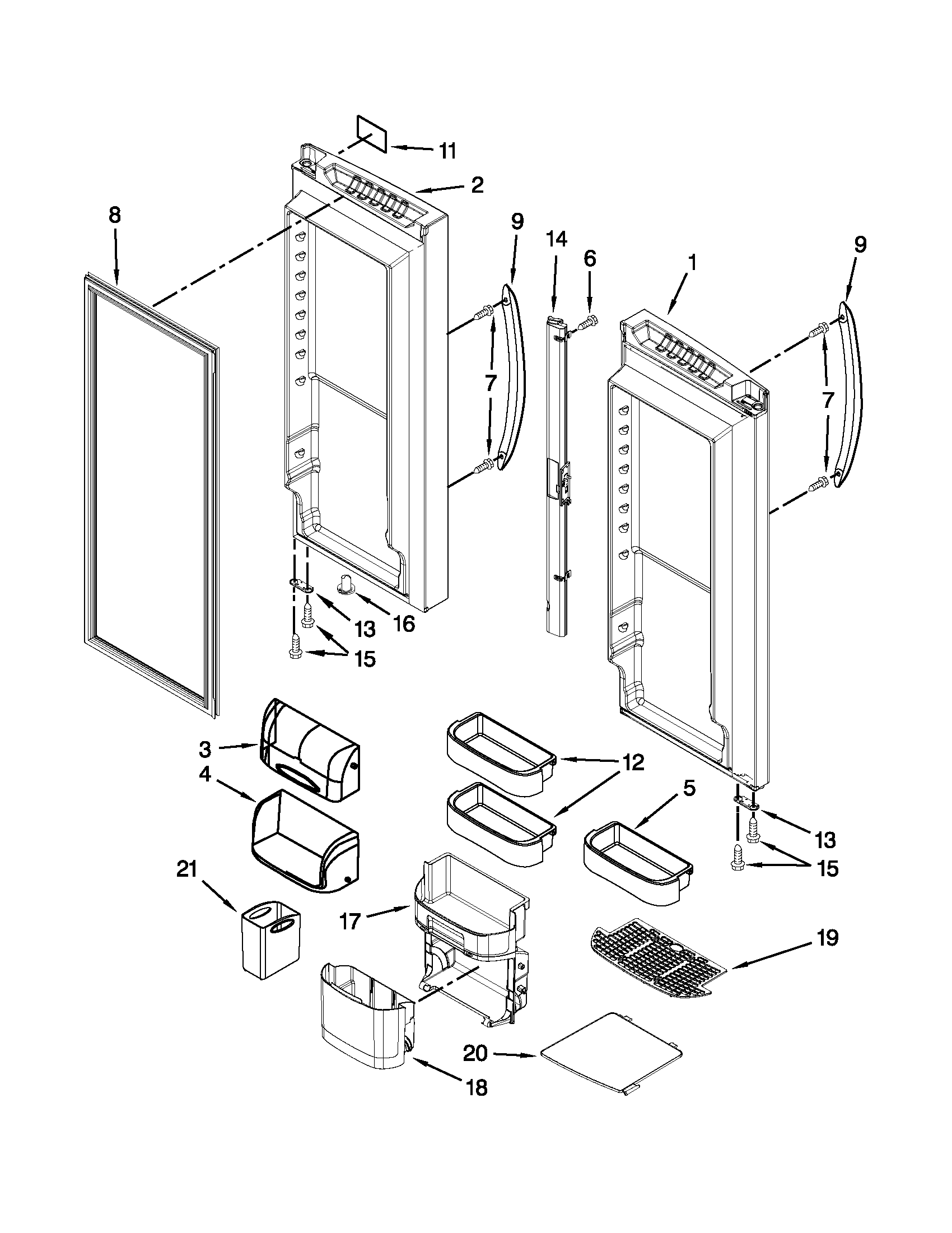 Kenmore 59679523016 refrigerator door parts diagram