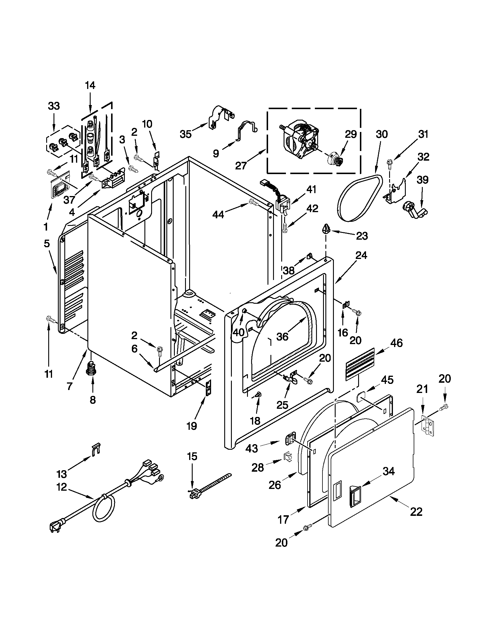 Kenmore 110C61292012 cabinet parts diagram