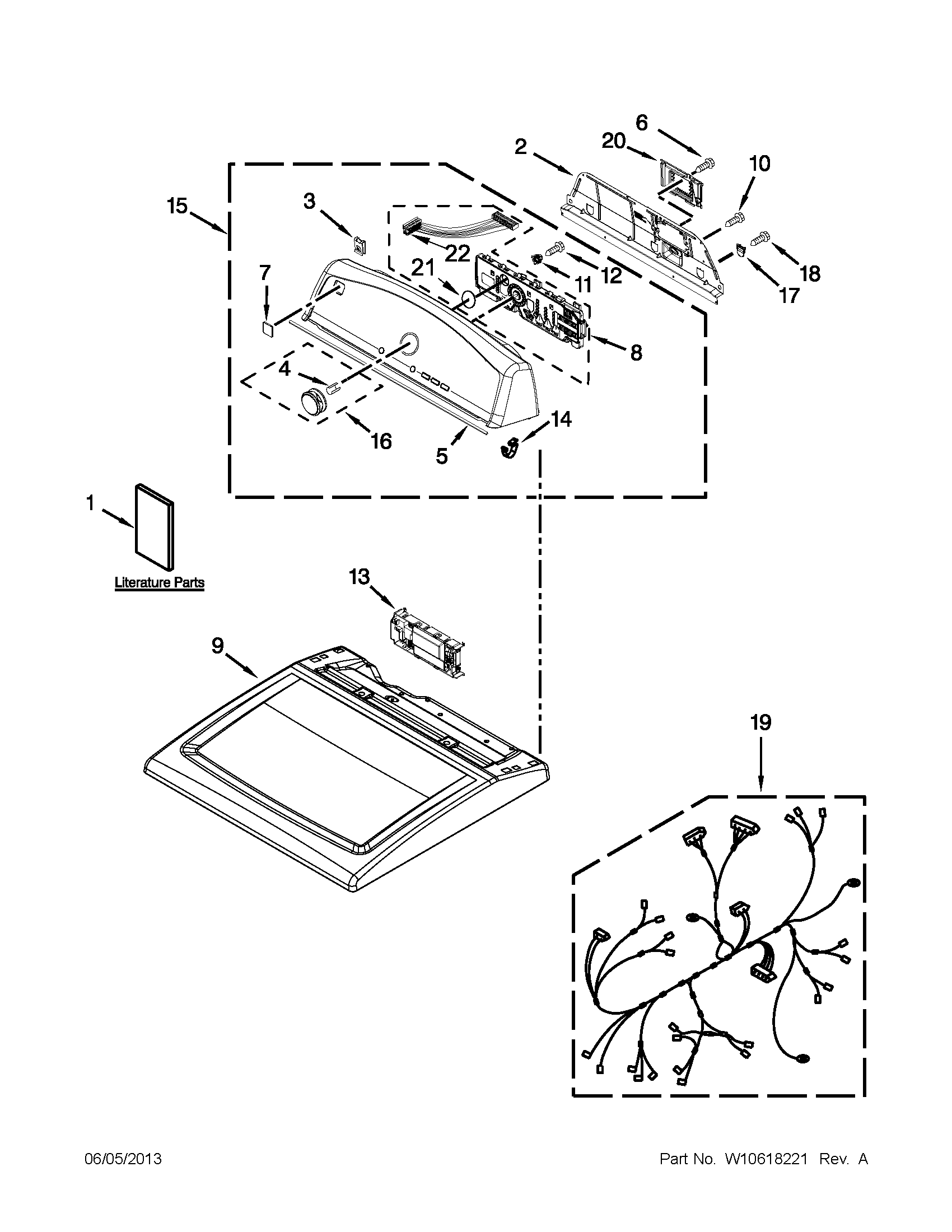 Kenmore 110C66012011 top and console parts diagram