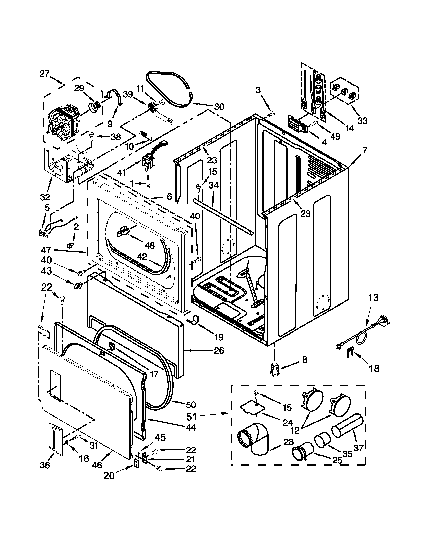 Kenmore 110C66012011 cabinet parts diagram