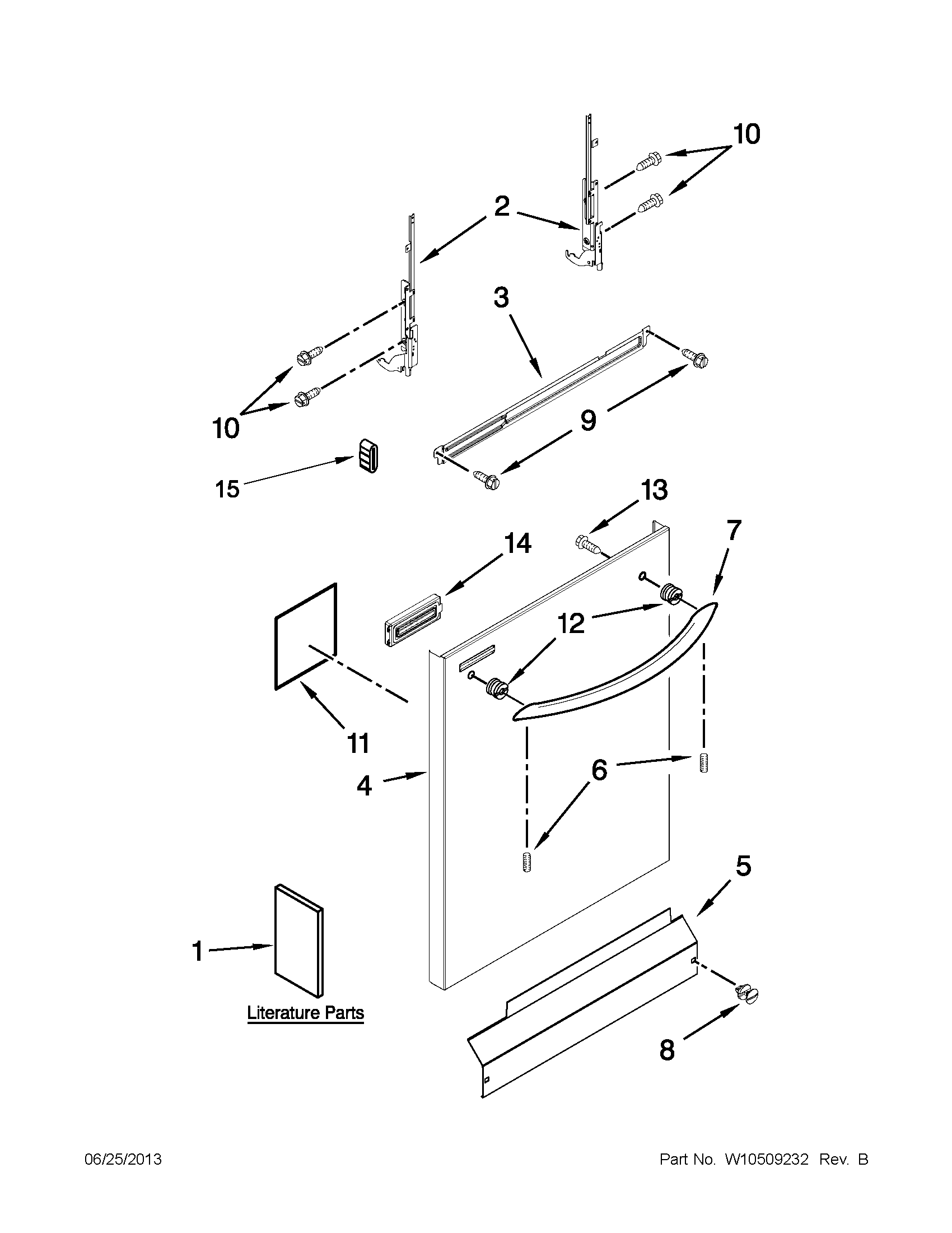 Kenmore 66513279K115 door and panel parts diagram