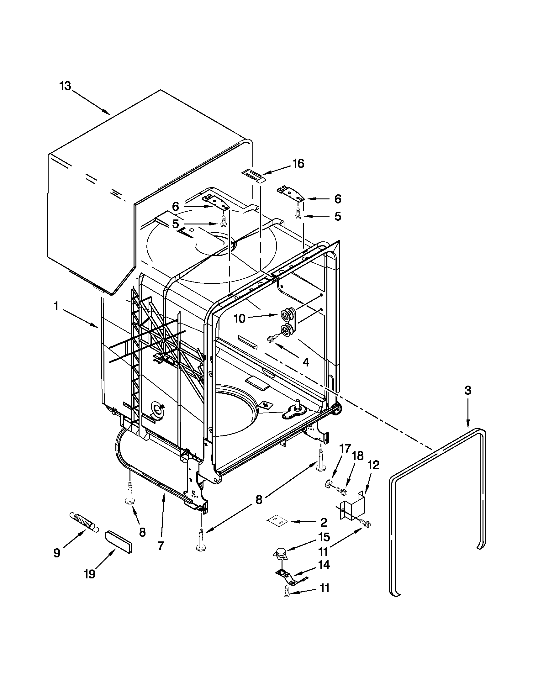 Kenmore 66513279K115 tub and frame parts diagram