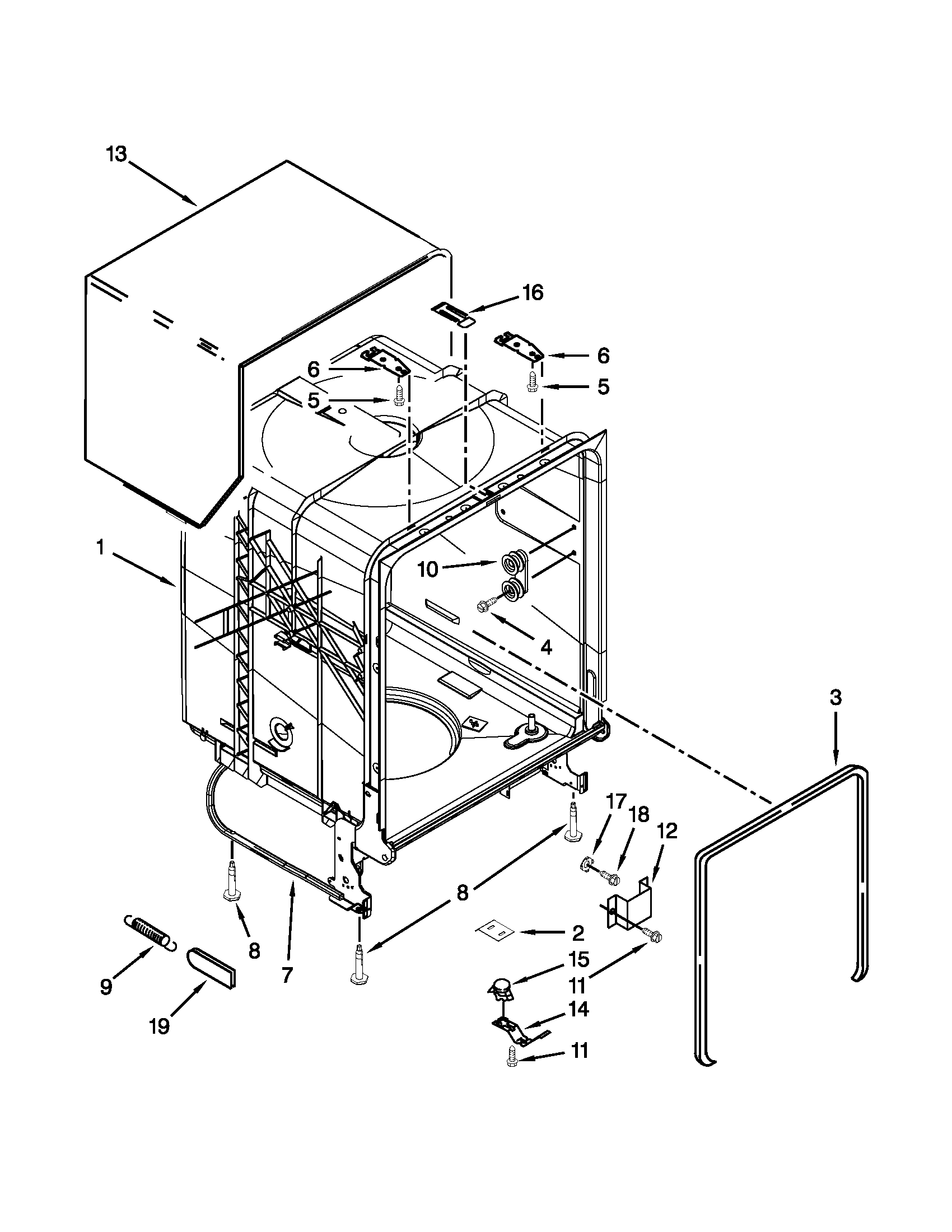 Kenmore 66513272K111 tub and frame parts diagram