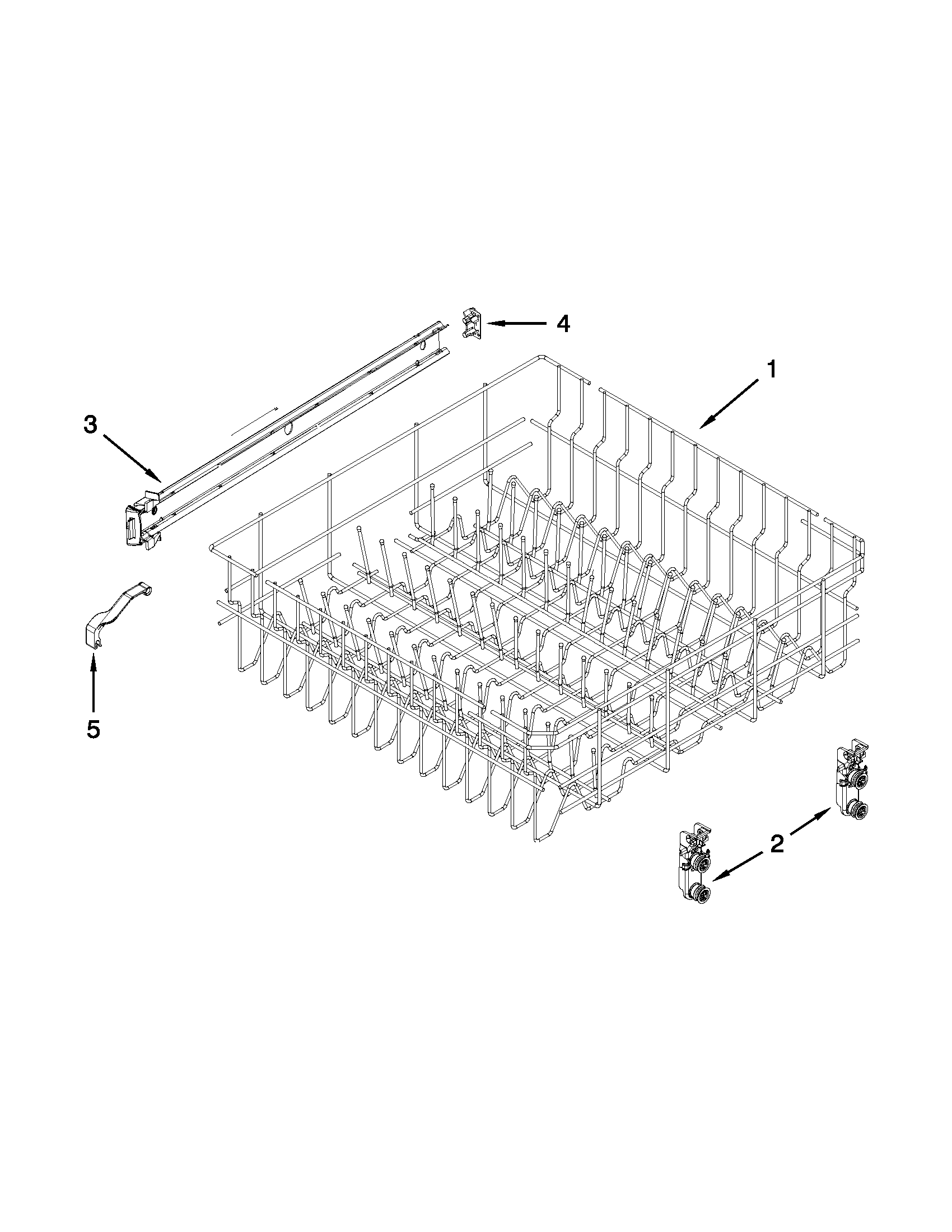 Kenmore 66513272K111 upper rack and track parts diagram