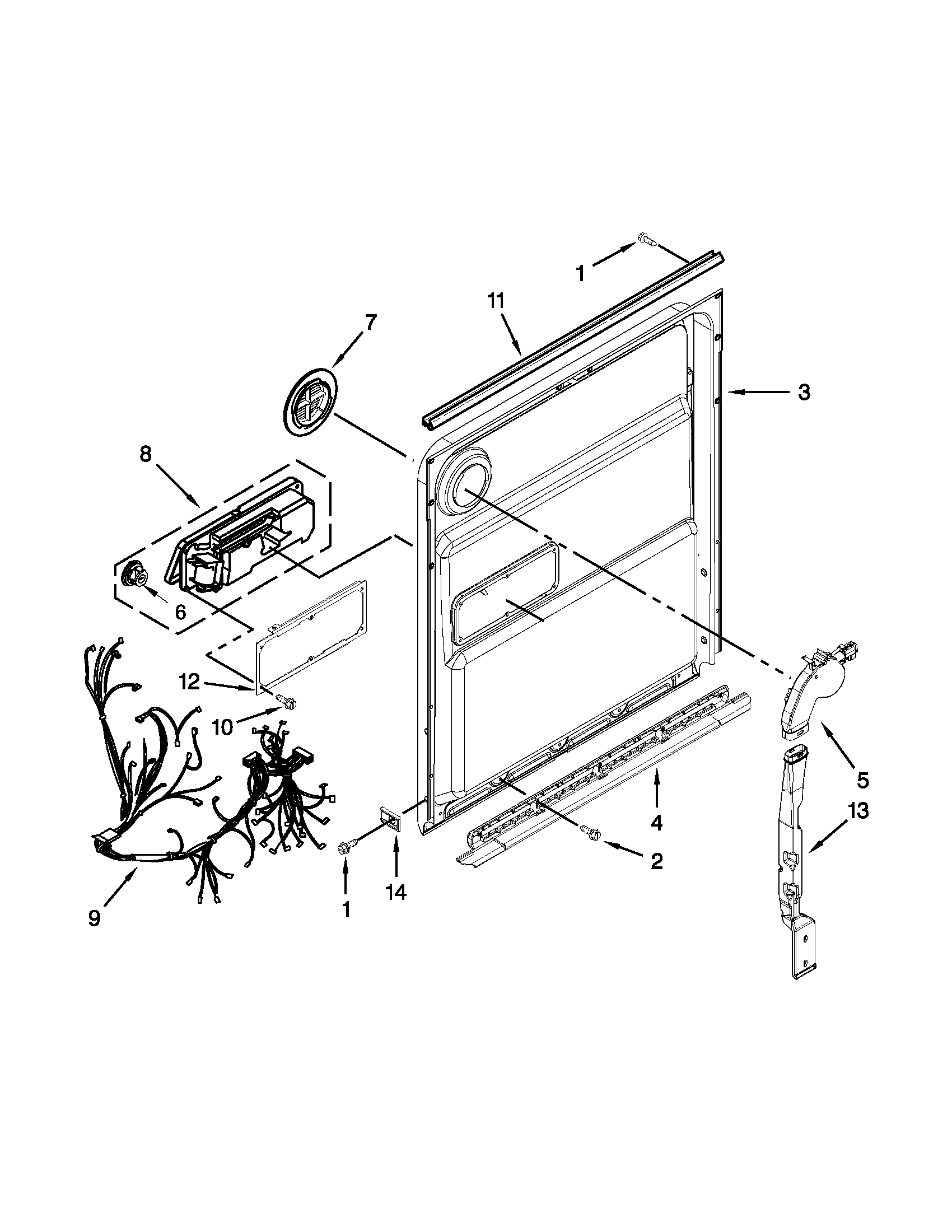 Kenmore Elite 66512833K310 inner door parts diagram